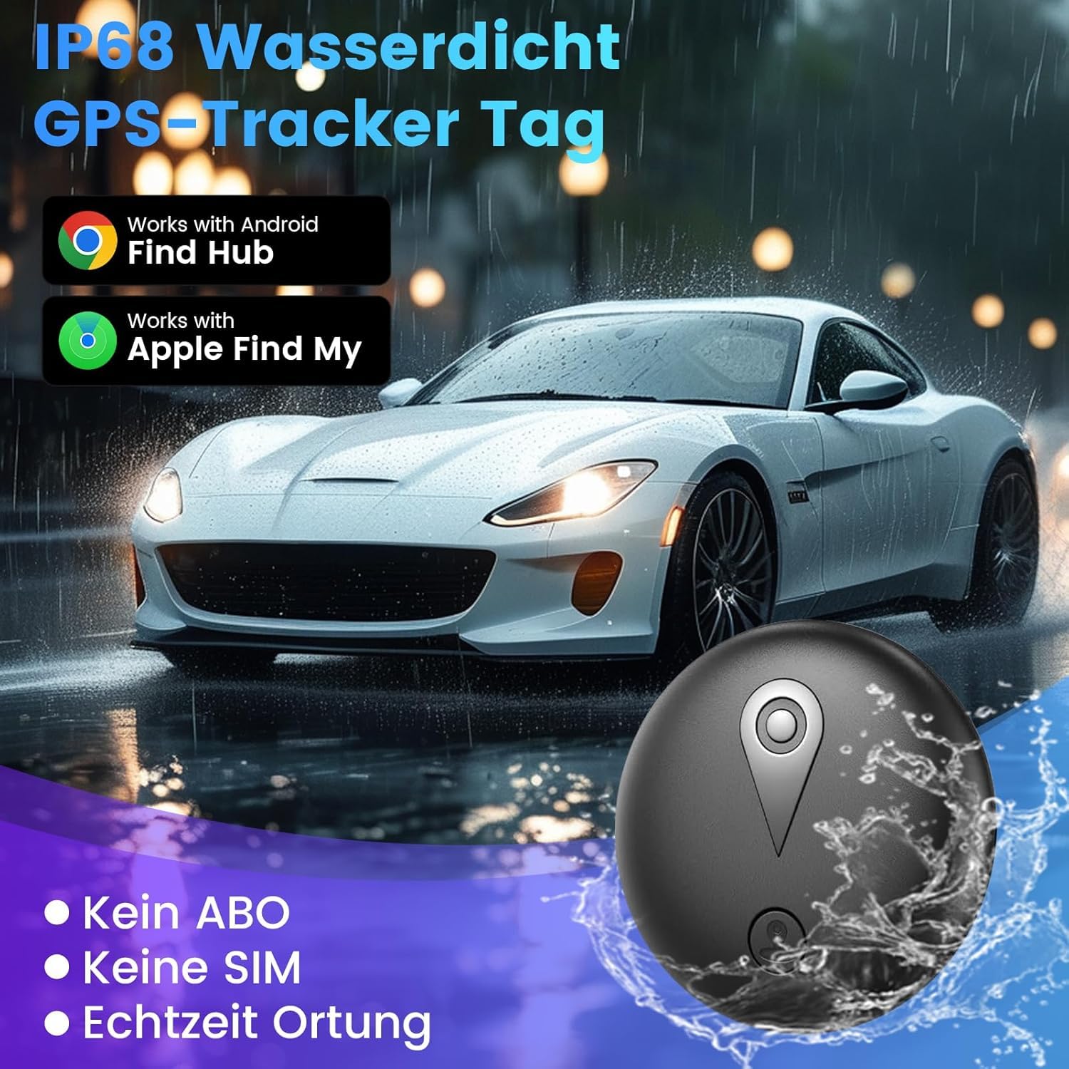 GPS Tracker Auto Ohne ABO - GPS-Tracker Auto für iOS ＆ Android, Smart Tag Magnet Finder Keine monatliche Gebühren, Vehicles Tracker mit Echtzeit-Standortbestimmung Keine ABO