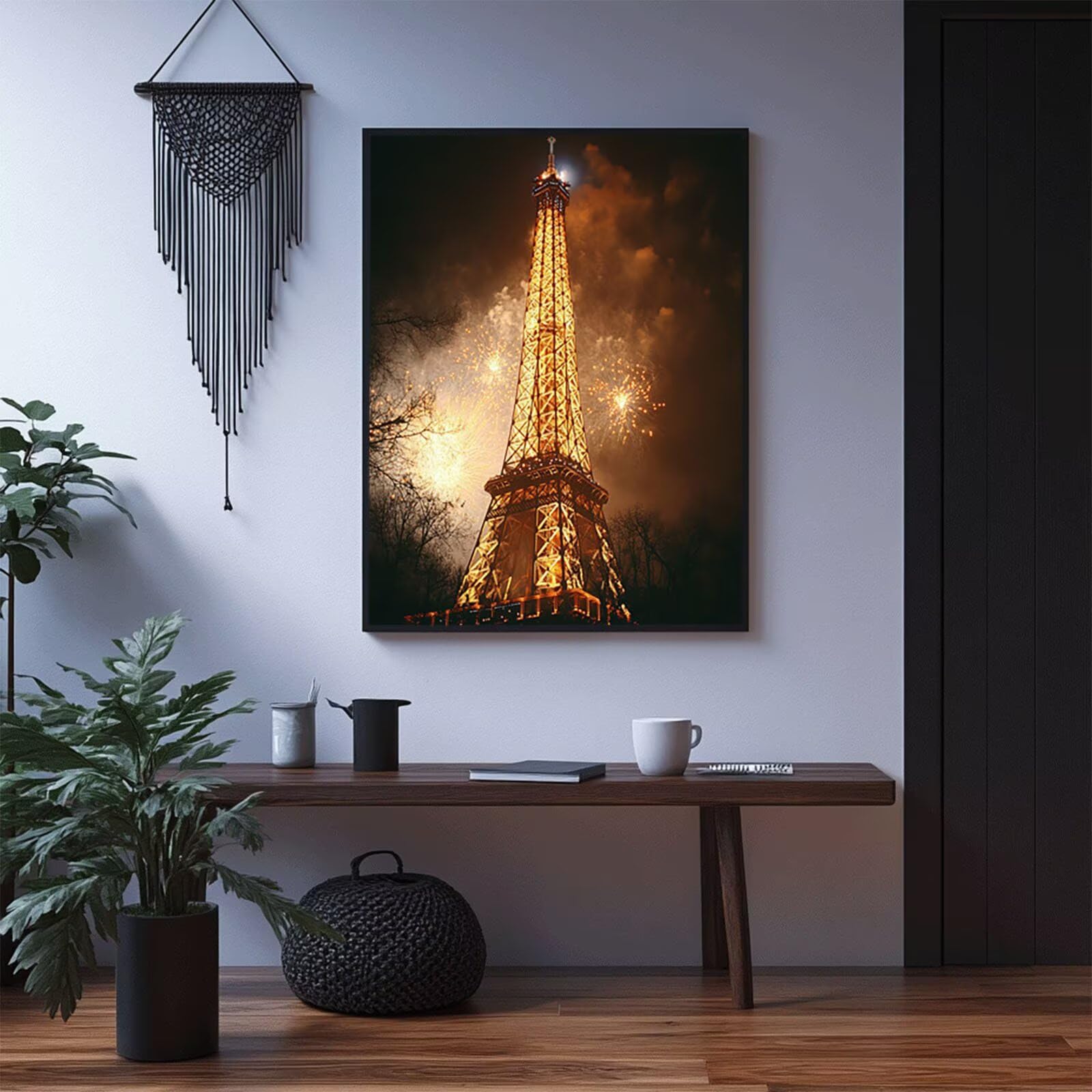 Diamond Painting Wieża Eiffla, malowanie diamentami, malowanie według liczb, 135 x 100 cm ZXSH6796 | Diamentowe Pełne pokrycie Fajerwerki Płótno do malowania, Kreatywna dekoracja Salon Biuro Pulpit Prezenty dla kobiet Mężczyzn