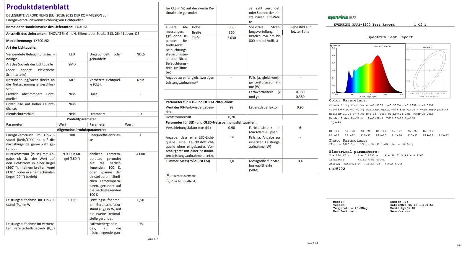 LUXULA Büro Stehlampe LED dimmbar Vollspektrum 4000K Neutralweiß 2x 50W 7000lm schwarz
