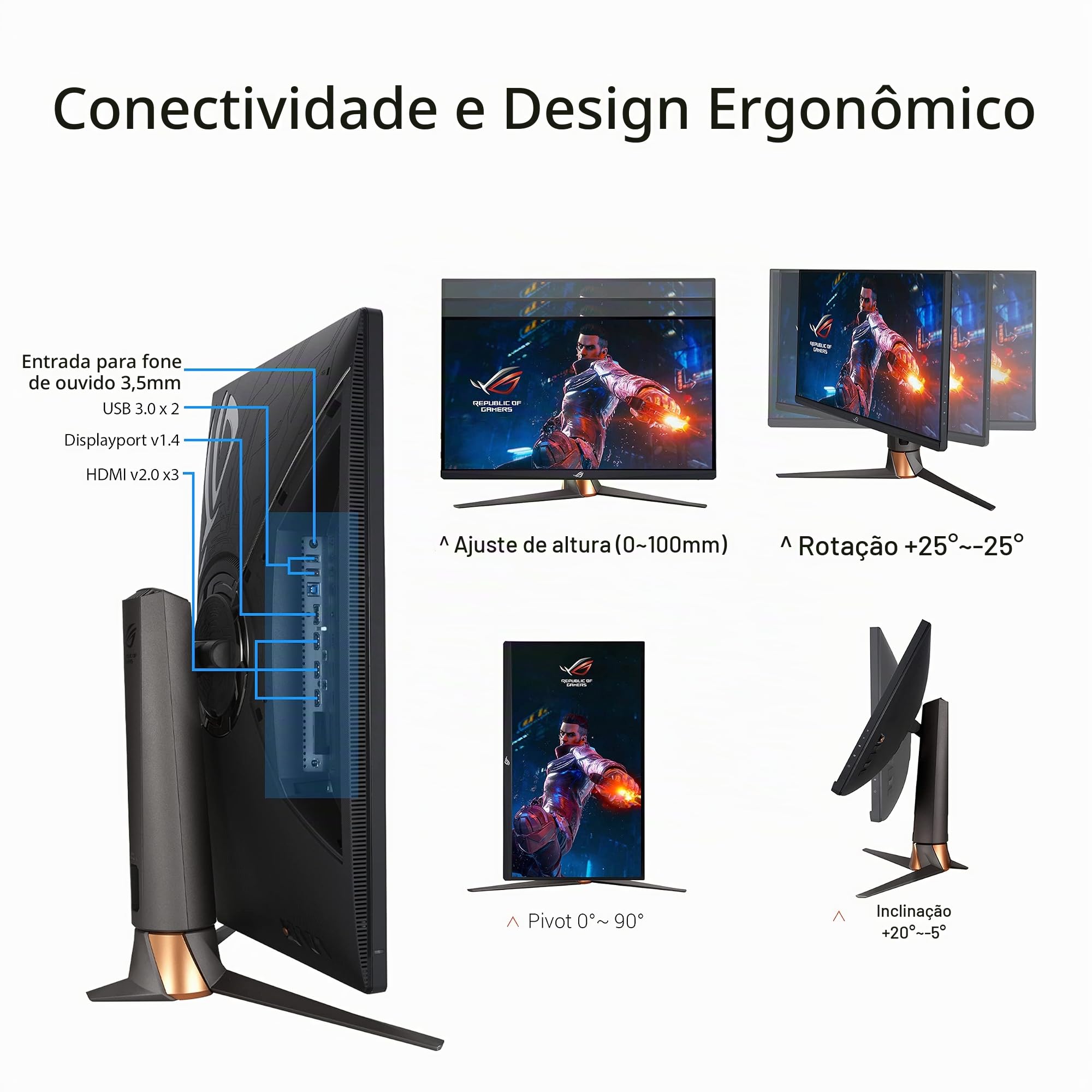 ASUS ROG Swift 68.6 cm 1440P monitor para jogos (PG279QM) - WQHD