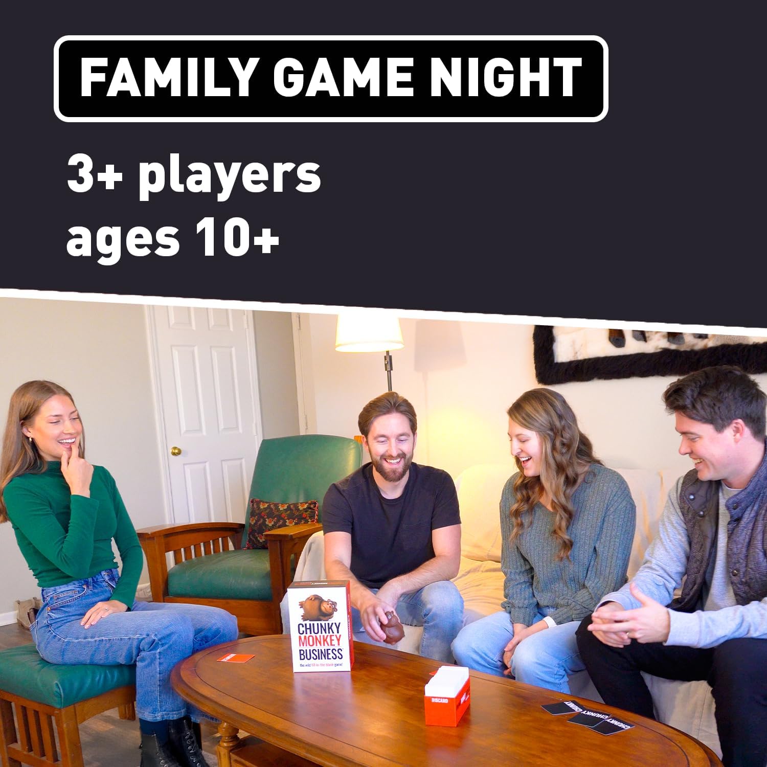 Chunky Monkey Business Party Game – Funny Word Guessing & Fast-Paced Family Game, Hilarious Riddle & Phrase Game for Kids, Teens & Adults, 3–6 Players Ages 10+