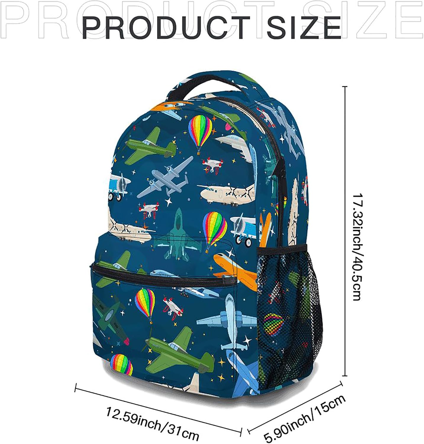 Cartoon Plane Backpack,Cool Airplane Shoulders Backpack Lightweight Durable Laptop Bag with Multiple Pockets, 17 Inch Large Capacity Daypack for Travel(Airplane) image 3