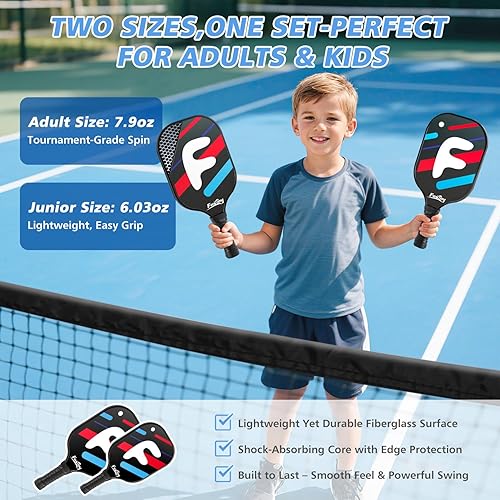 Miniatura 2 de Fostoy Portable Pickleball Net Set with Wheels  Complete Family Backyard Kit with 4 Fiberglass Paddles, 6 Balls & Carry Bag  Easy Setup for