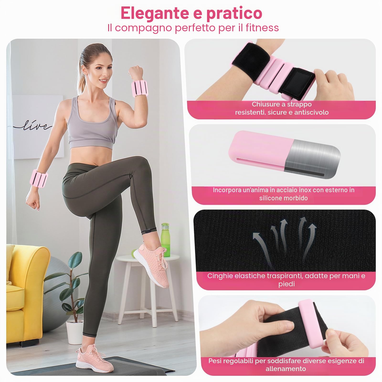 2 Pezzi Pesi per Caviglie, Cavigliere Pesi/0,45 kg ciascuno, Cavigliera, Ankle Weights per Camminata,Yoga, Corsa, Formas Fisica, Pilates, Aerobica
