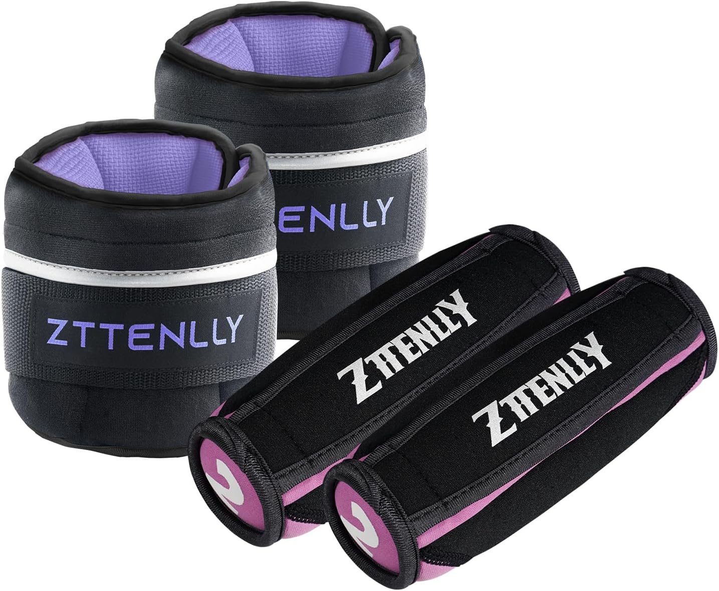 Adjustable Ankle Weights Pair 5lb (2.5lb Each) & Hand Weights Pair 4lb (2lb Each) - Suitable for Walking, Physical Therapy, Running, Yoga, and Aerobics