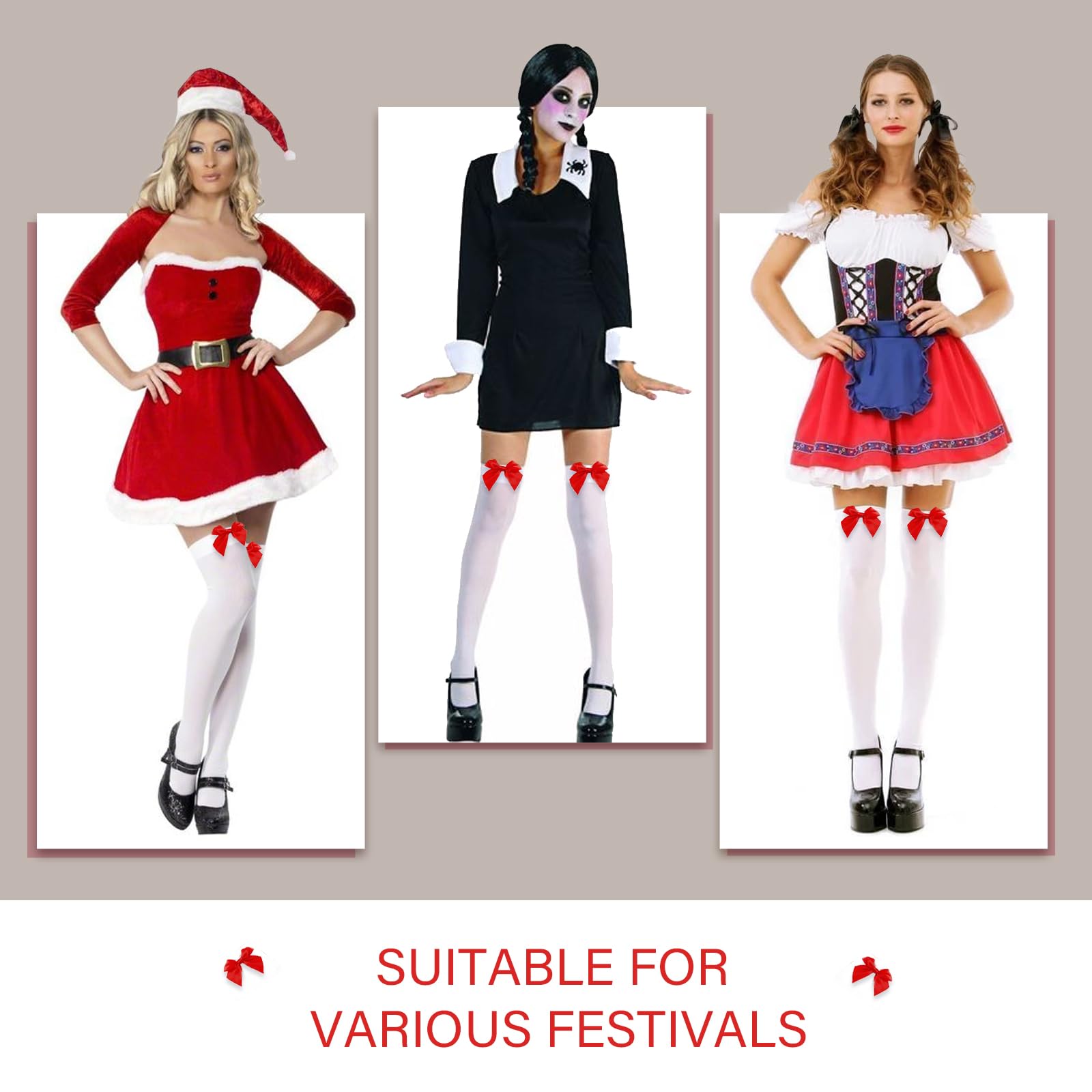 ZhouWei Overknees Strümpfe 2 Paar - Herz & Schleife Design Für Damen