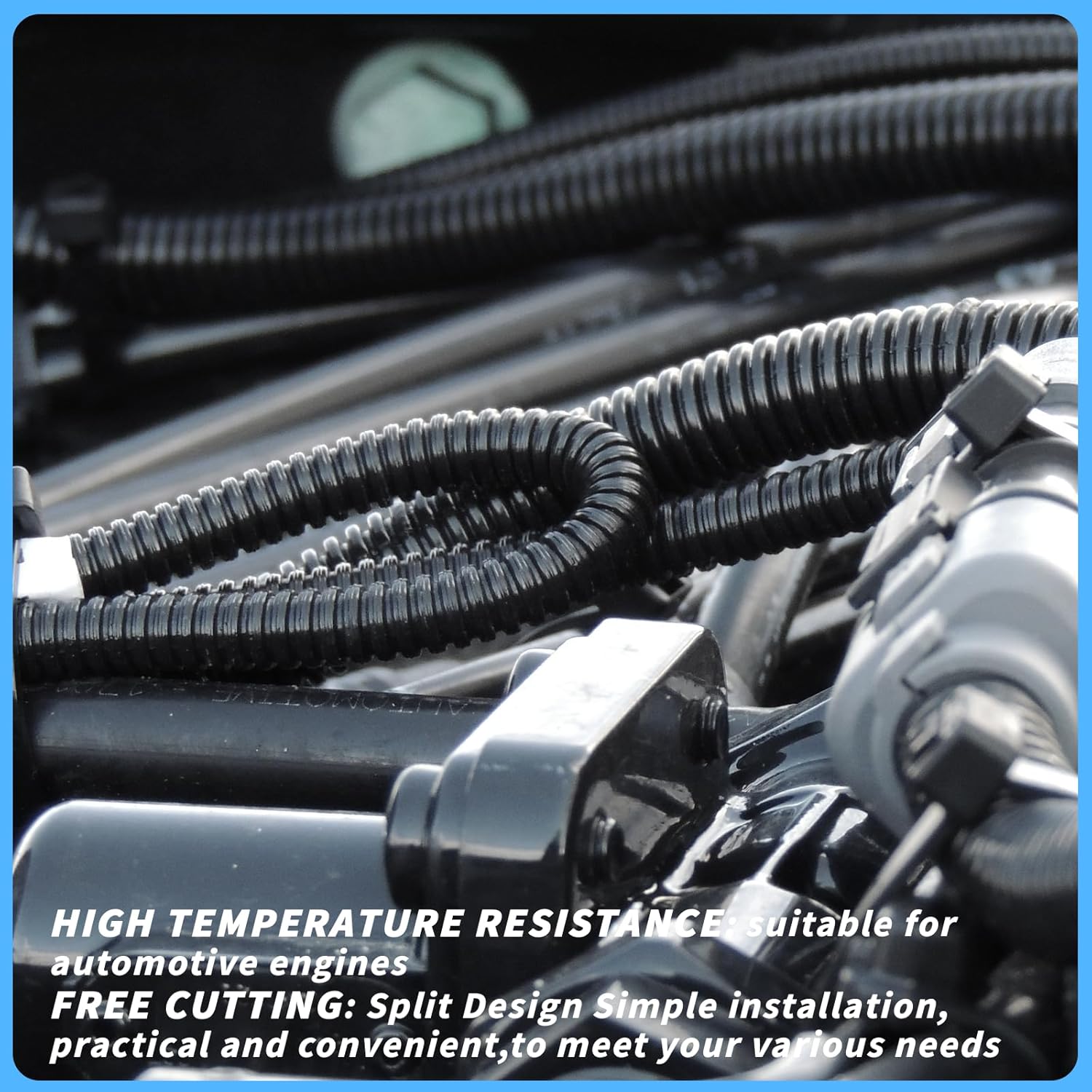 Split Wire Loom Tubing, 1/4,3/8,1/2,3/4,1 Inch x 20ft Wire Protector Tubing, Automotive Wire Flexible Conduit Cord Covers for Automotive Marine RV Agriculture Electrical Cable Protection