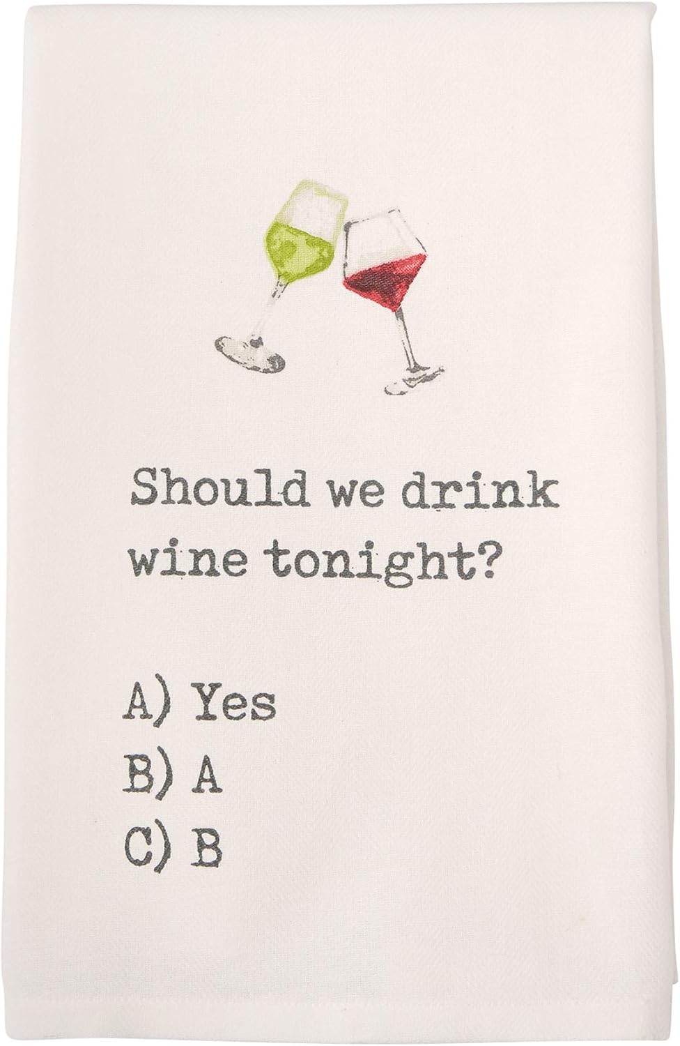 Mud Pie Wine Hand Dish Towel, White