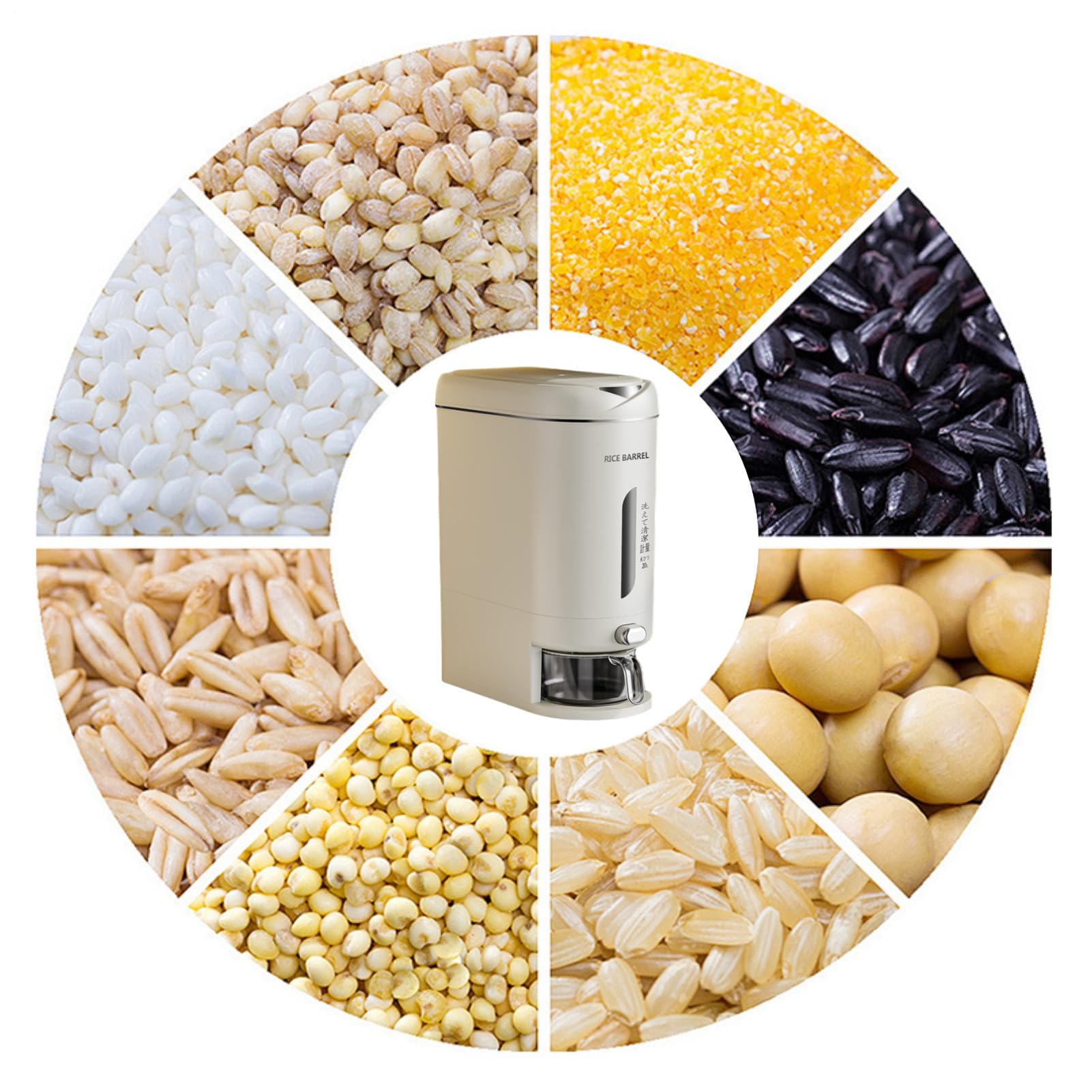 Contenedor Arroz 10L/20L Hermético Anti-Insectos Sin BPA - Dispensador | Cereales con Taza Medidora | Bote Almacenamiento Legumbres Pasta Harina Ahorra Espacio Vertical Cocina Despensa Organizador