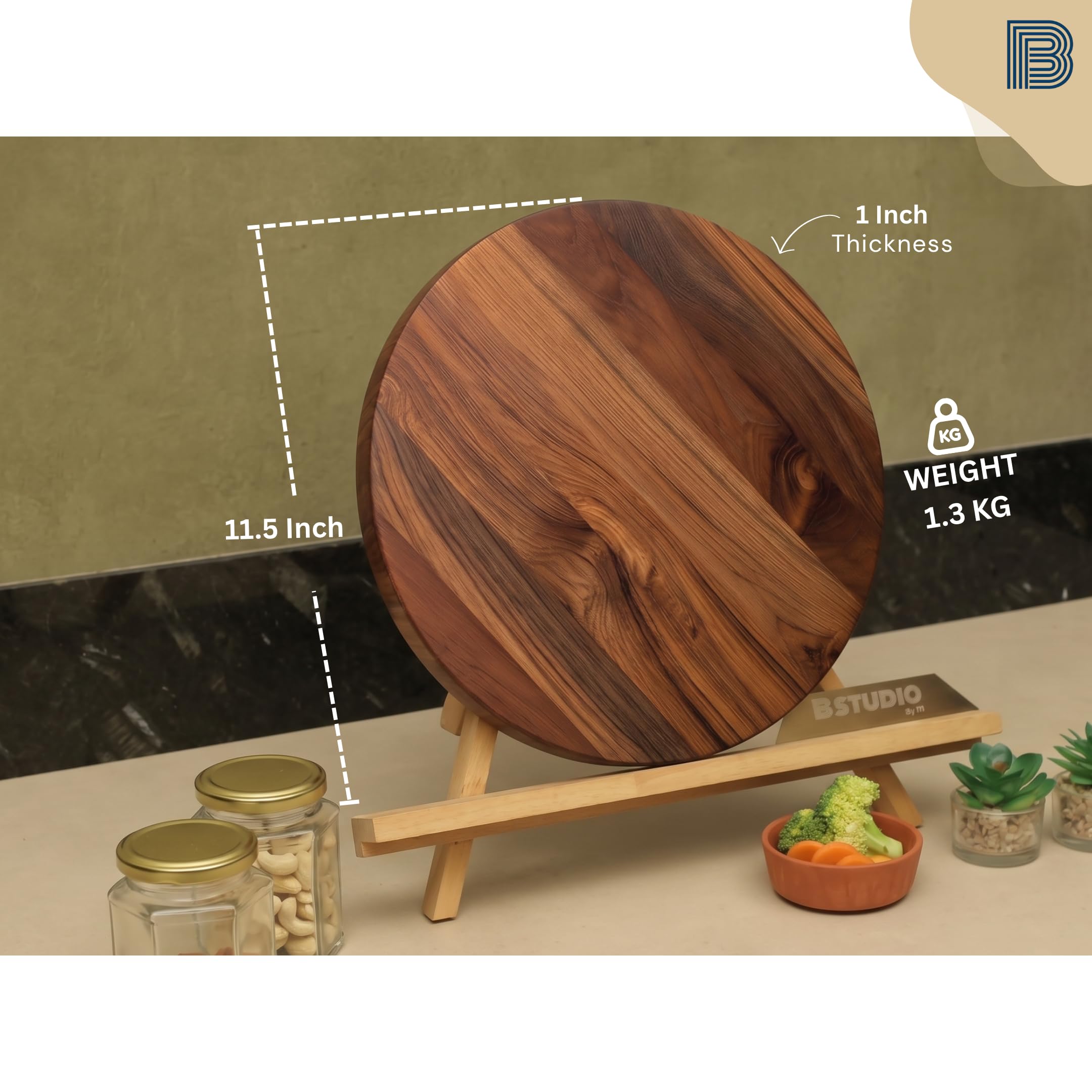 Teakwood Cutting Board - 11.5 Inch Round -2