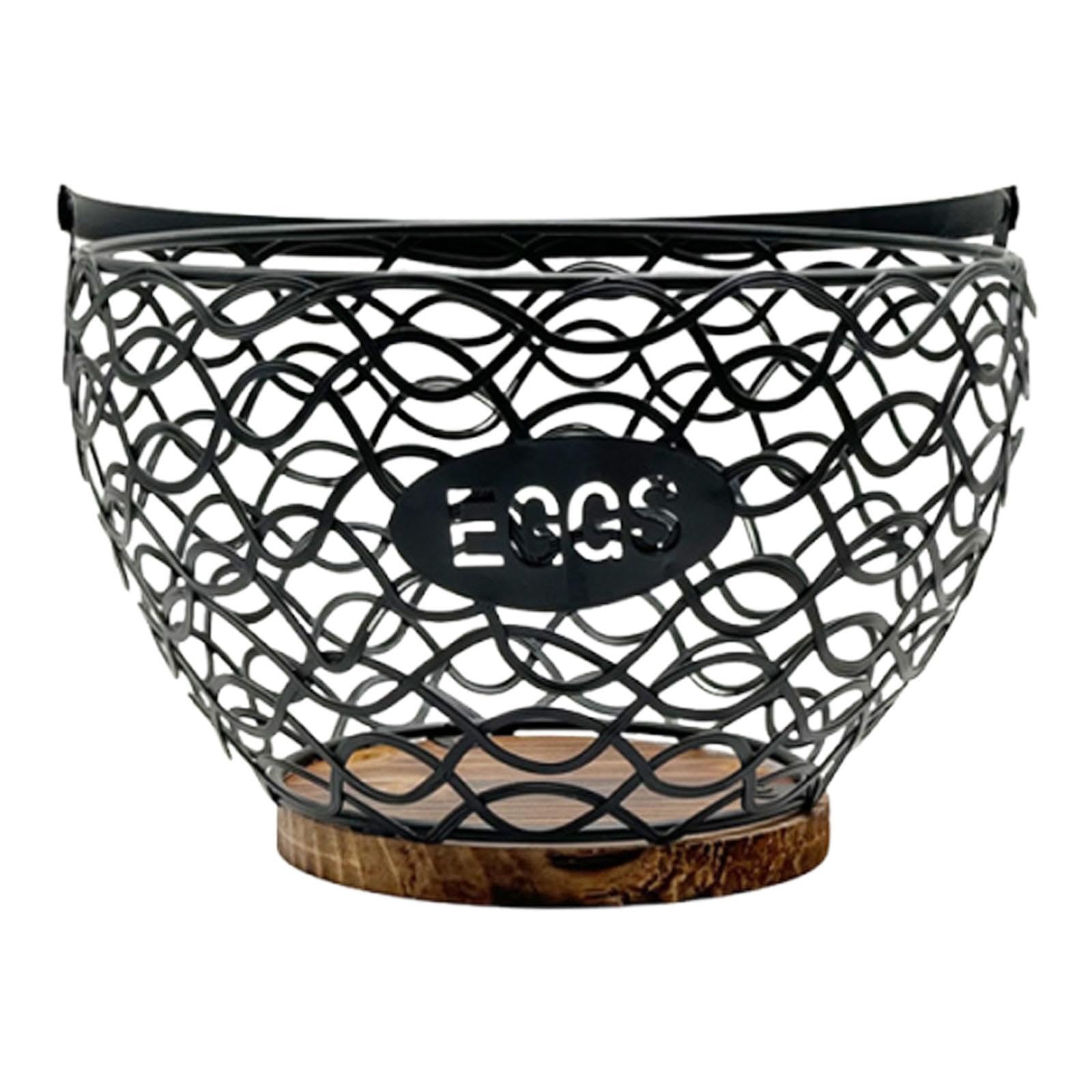 Panier à œufs de poule Sharplace en métal noir taille L pour stockage de cuisine