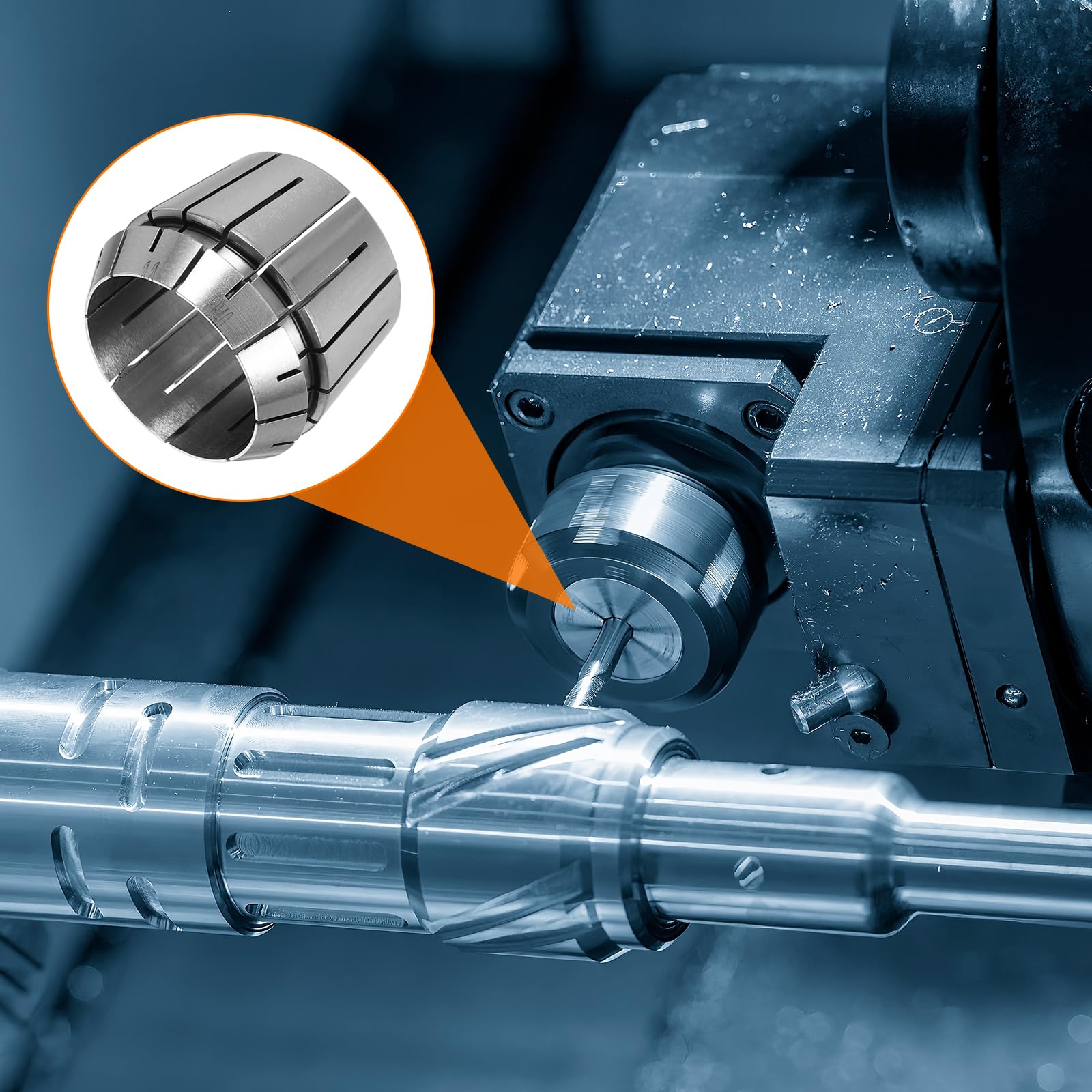sourcing map Mandrin de serrage à ressort ER40 32 mm 65Mn en acier à ressort de précision pour fraisage CNC gravure outil de tour