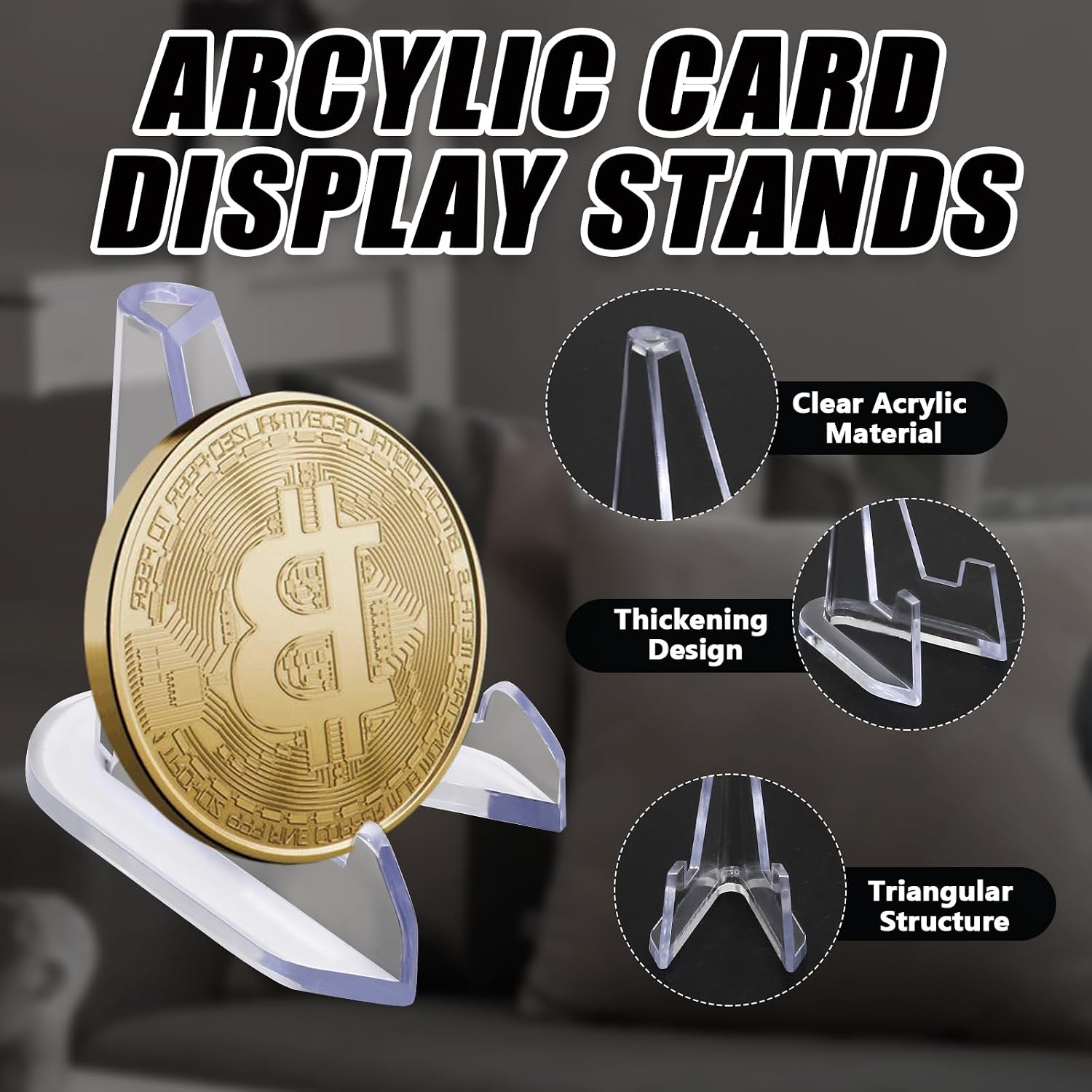 Bonsicoky 20 Pack Mini Clear Acrylic Easel Display Stands, 1.4 Inch