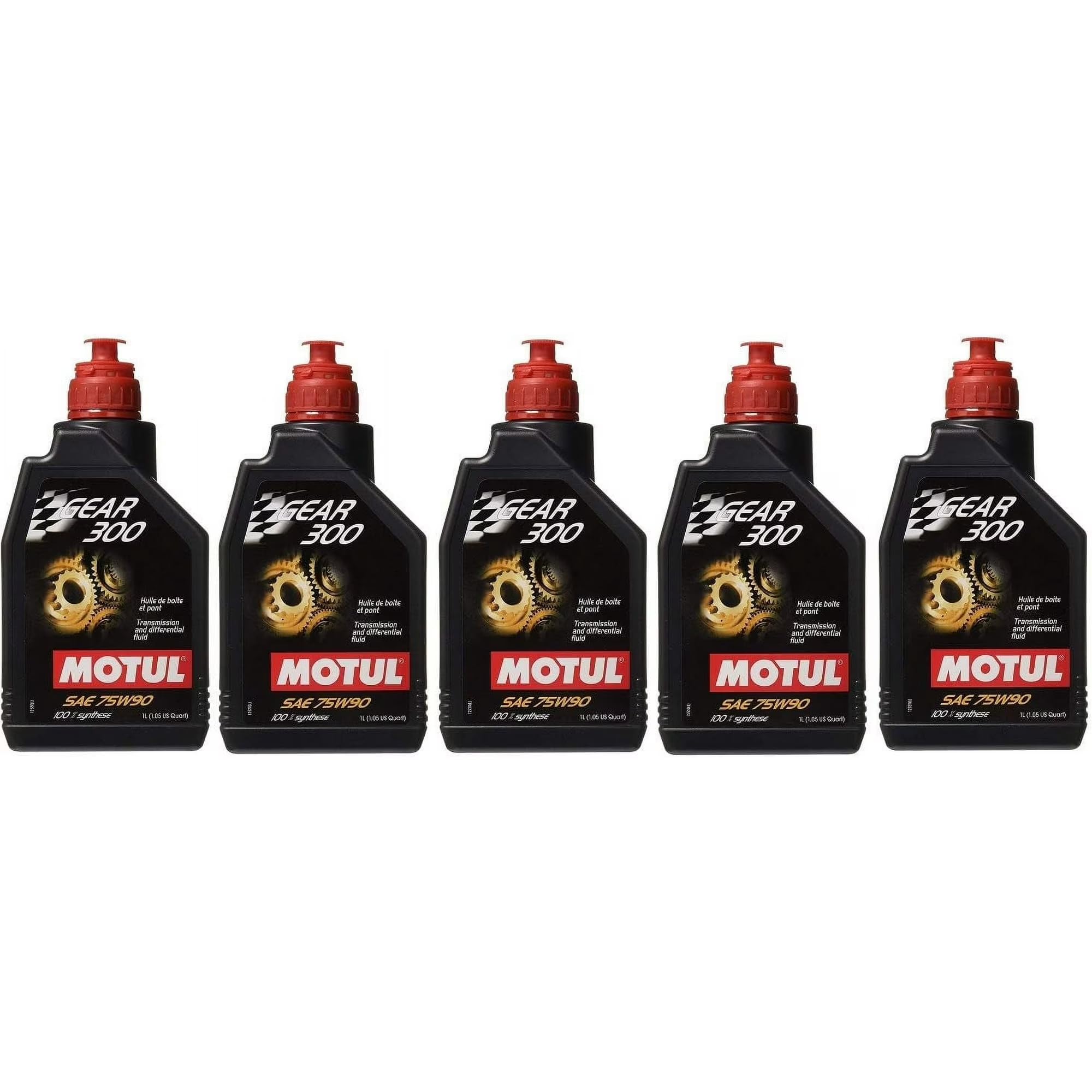 Motul105777 Set of 5 Gear 300 75W-90 Transmission Fluid 1-Liter Bottles
