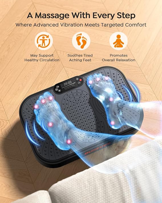 Vibration Plate Exercise Machine, Full Body Vibration Plate for Lymphatic Drainage, 99 Adjustable Speeds, Power Vibration Fitness Platform for Weight Loss & Fitness, Women Men