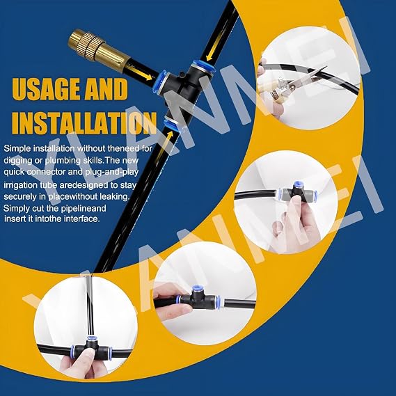 360 Curved Garden Automatic Irrigation System, Adjustable Nozzle, Water-Saving Design, Fogging Irrigation Kit, Quick Installation Drip Irrigation System for Garden Yard,40m/131ft+Timer