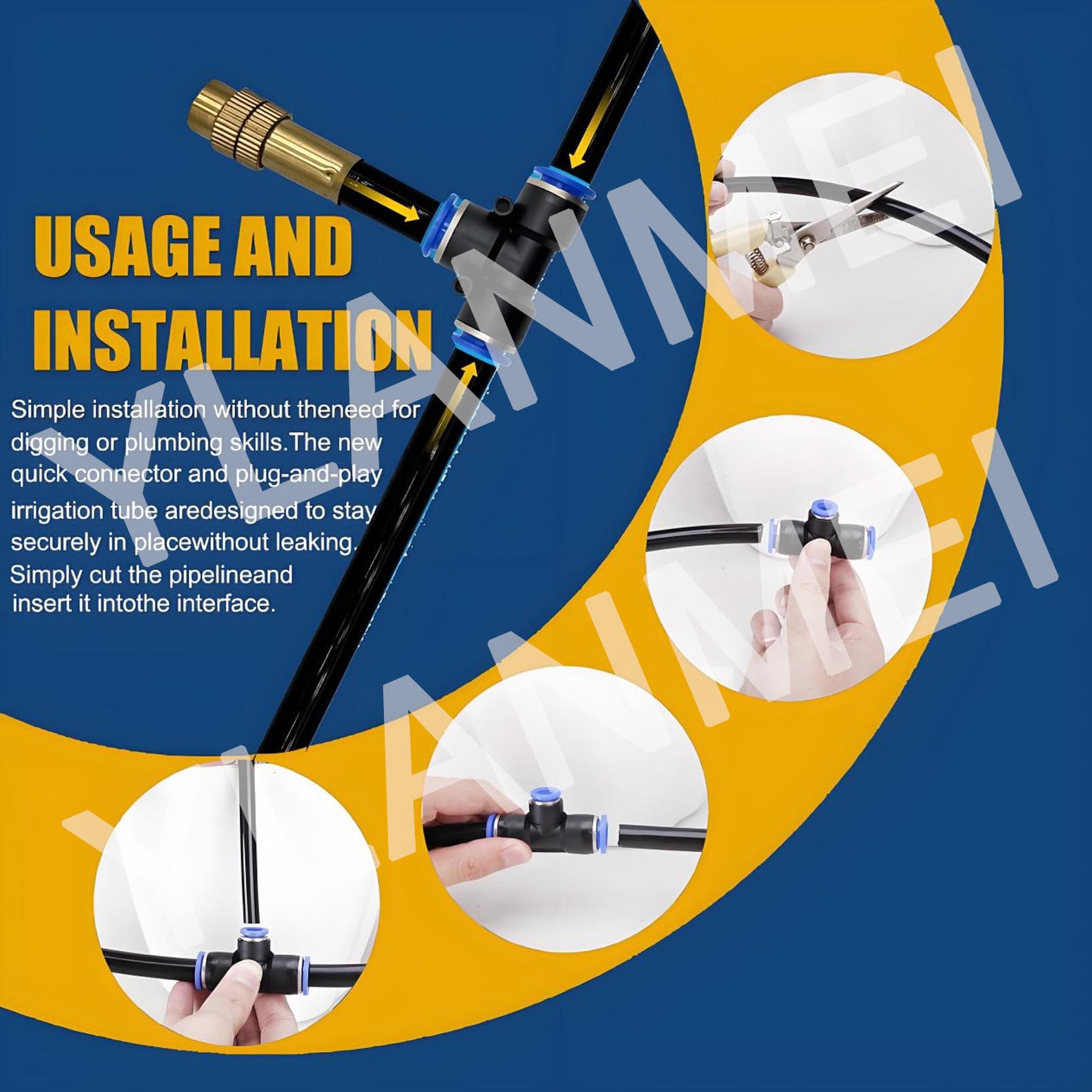Kit di irrigazione automatica giardino curvo a 360° con timer intelligente, ugelli regolabili, siste-ma di irrigazione a goccia a installazione rapida serre, prati e piante da esterno 50m/164ft+Timer