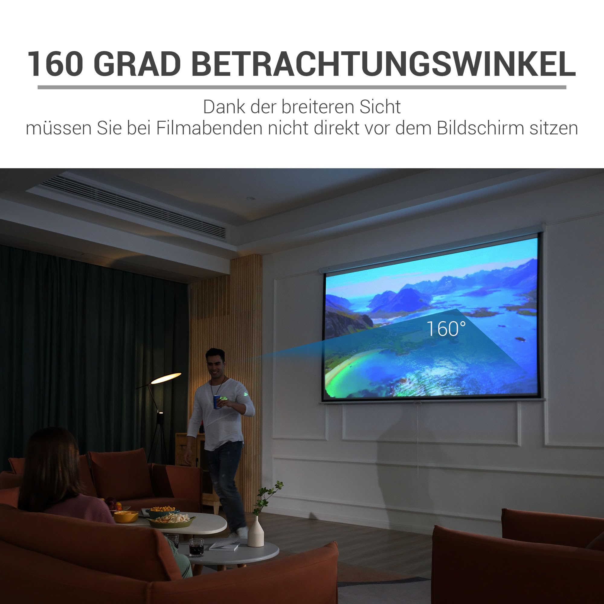 HOMCOM Beamer Leinwand 244 x 183 cm 120 Zoll 4:3/16:9 Projektionsleinwand Manuell Rollo-Leinwand für Heimkino Büro-Präsentationen