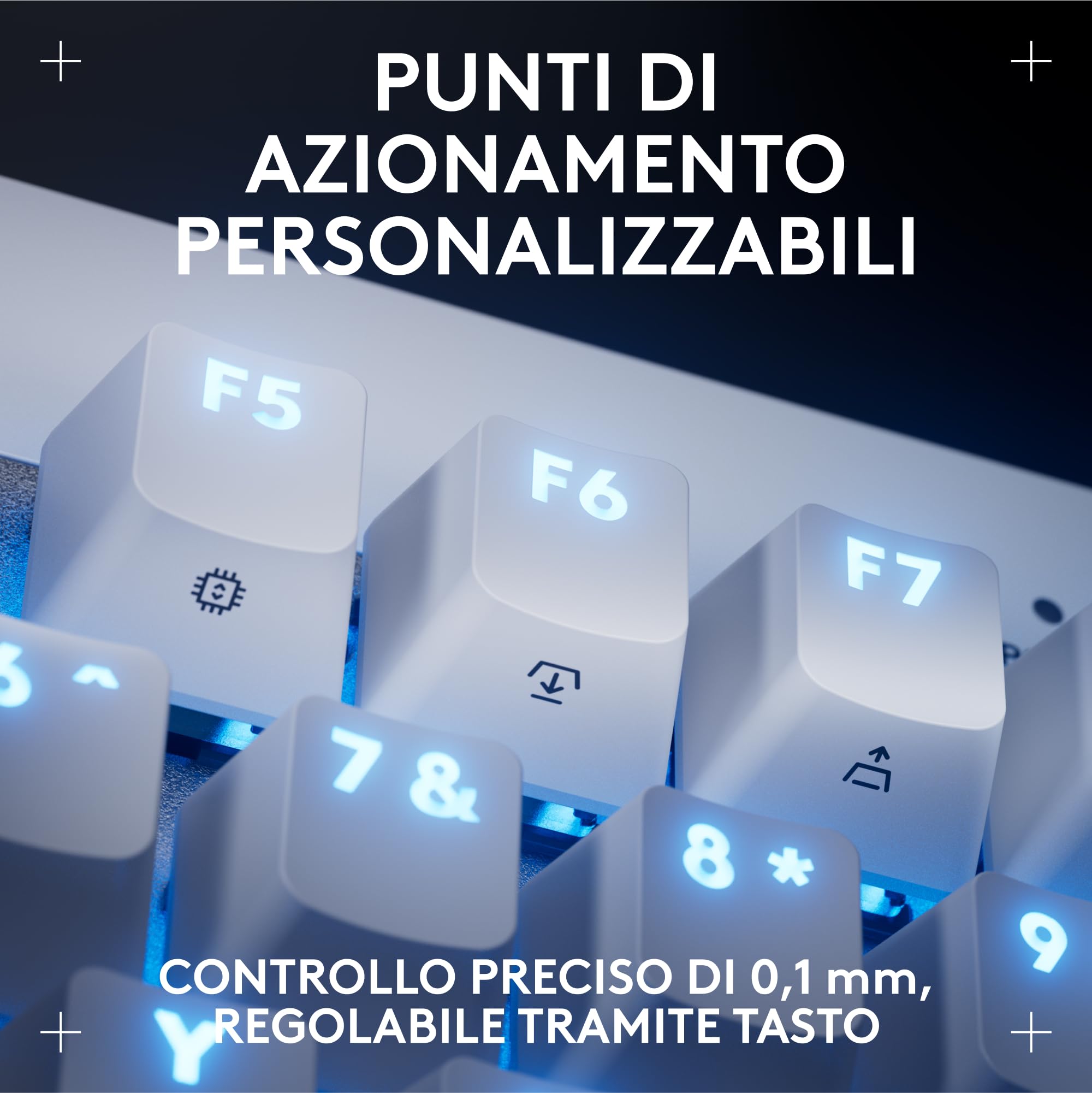 Logitech G PRO X TKL RAPID, tastiera gaming senza tastierino numerico con interruttori analogici magnetici, modalità di attivazione rapida, azionamento e RGB personalizzabile, US INT'L QWERTY - Bianco