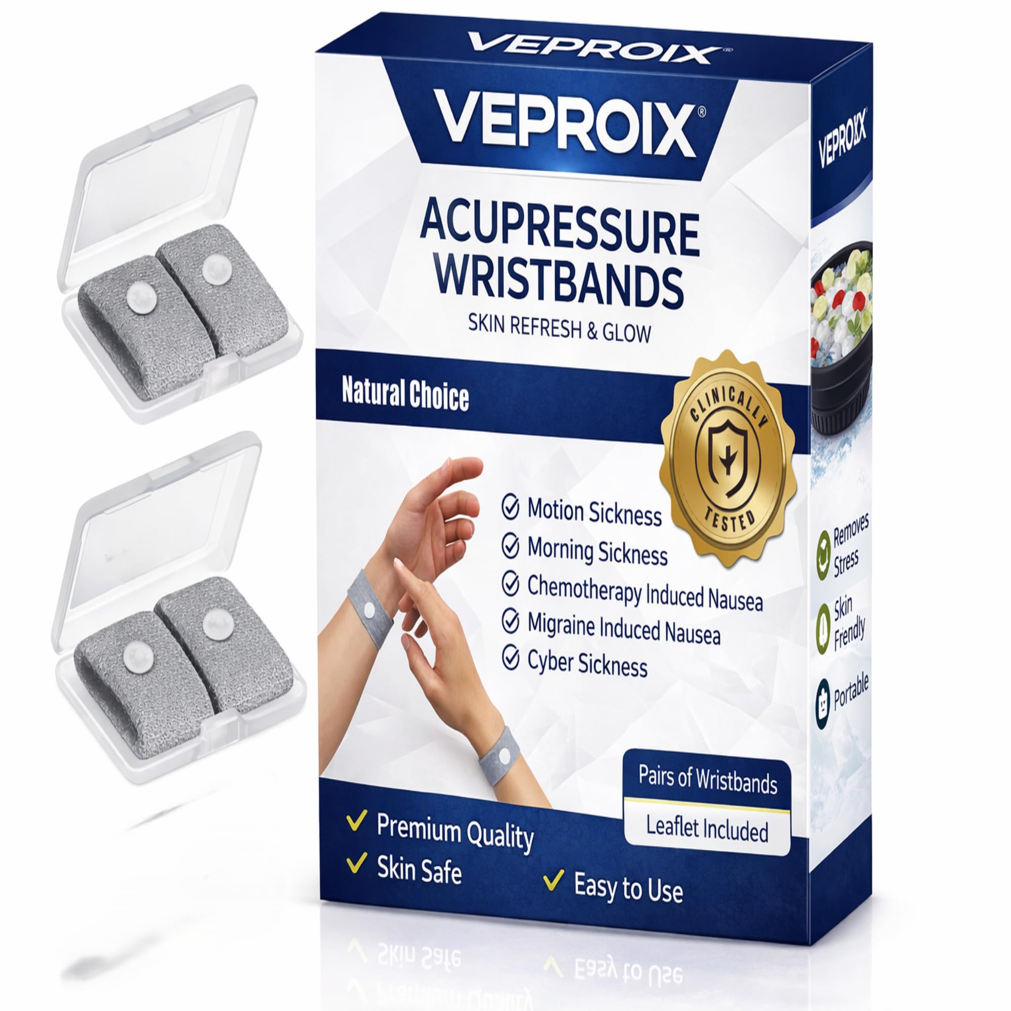 VEPROIX Anti-Nausea Wristband for Anxiety, Travel, Sea, Car, Air Sickness Relief Handband Pack of 1 Pair