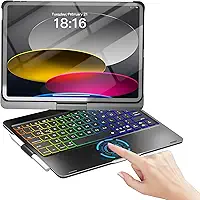 NOKBABO Capa para iPad 10ª e 11ª geração (A16) com teclado, capa para iPad Air de 11 polegadas (M3/M2), teclado para iPad Pro 11 (4ª/3ª/2ª/1ª) e iPad Air 5/4, Trackpad, rotação de 360°, retroiluminada