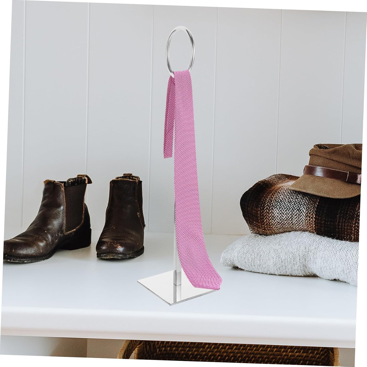 Scarf Storage Rack Adjustable Scarf Organizer Smooth Multi-Purpose Display Stand for Shawls Ties Belts and Accessories Mirror Finish