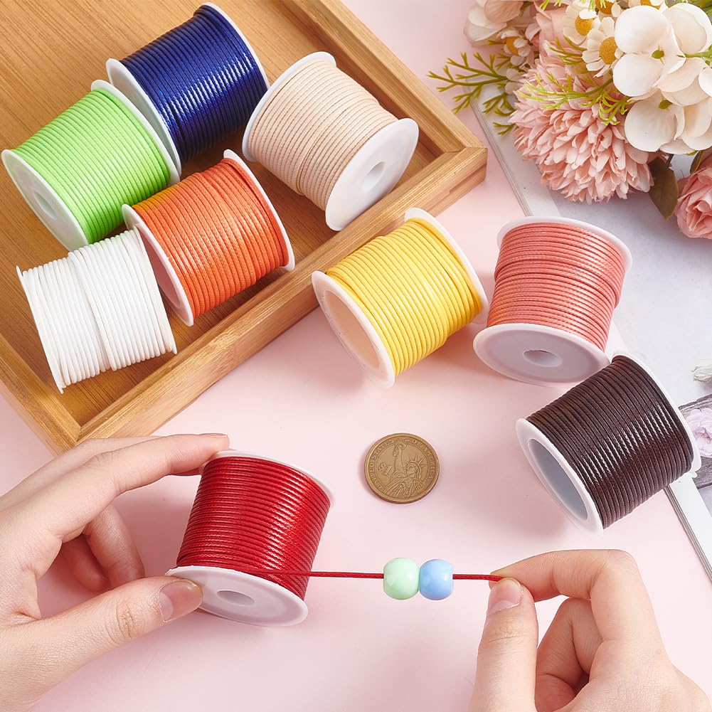 Amazon.co.jp: PH PandaHall 蝋引き紐 9巻 ビーズ紐 幅1.5mm ワックス