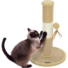 PawHut Cat Scratching Post Jute Sisal Rope for Indoor Cats 47cm Tall Brown