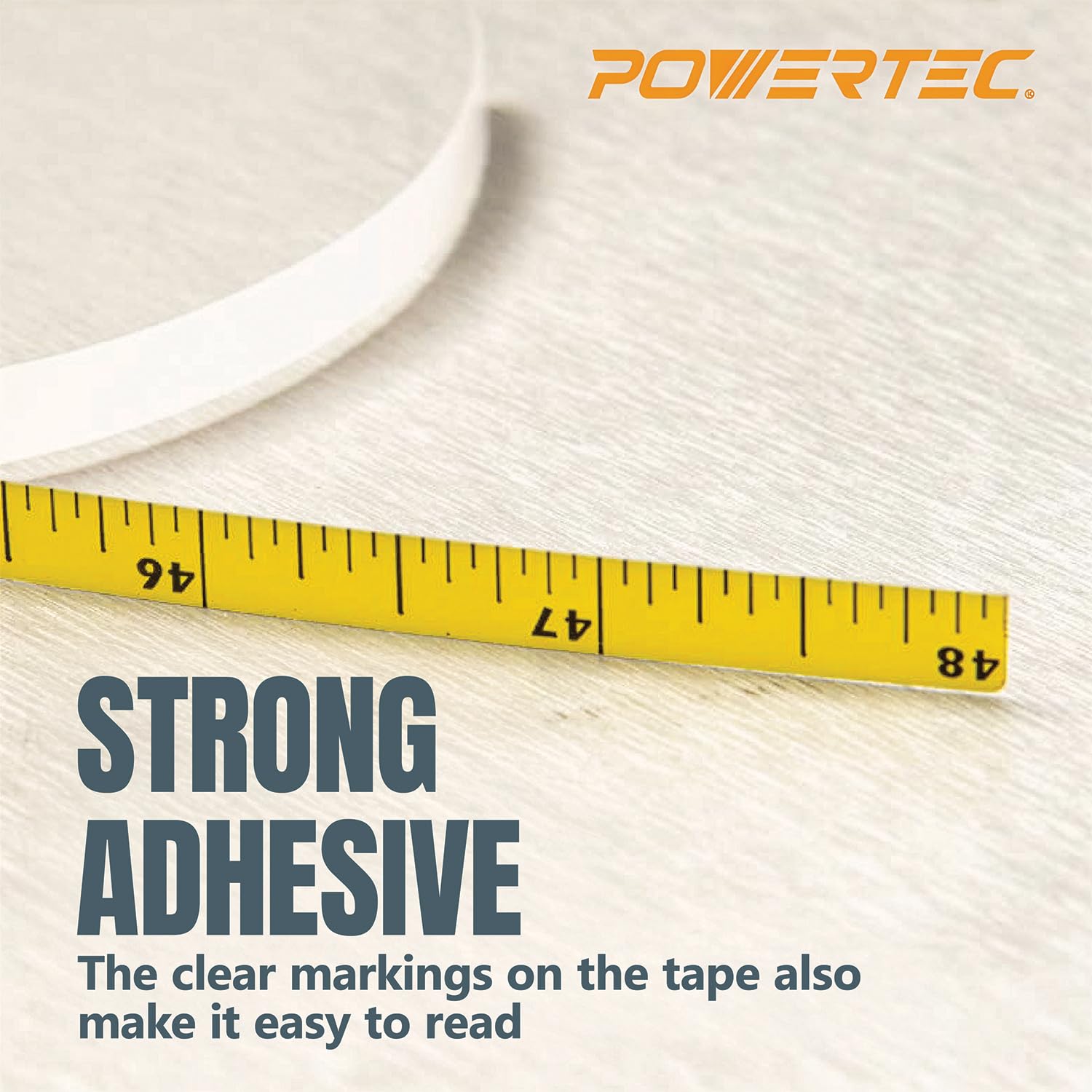 POWERTEC 71134-P2 Cinta métrica de derecha a izquierda con respaldo adhesivo, 4 pies, paquete de 2