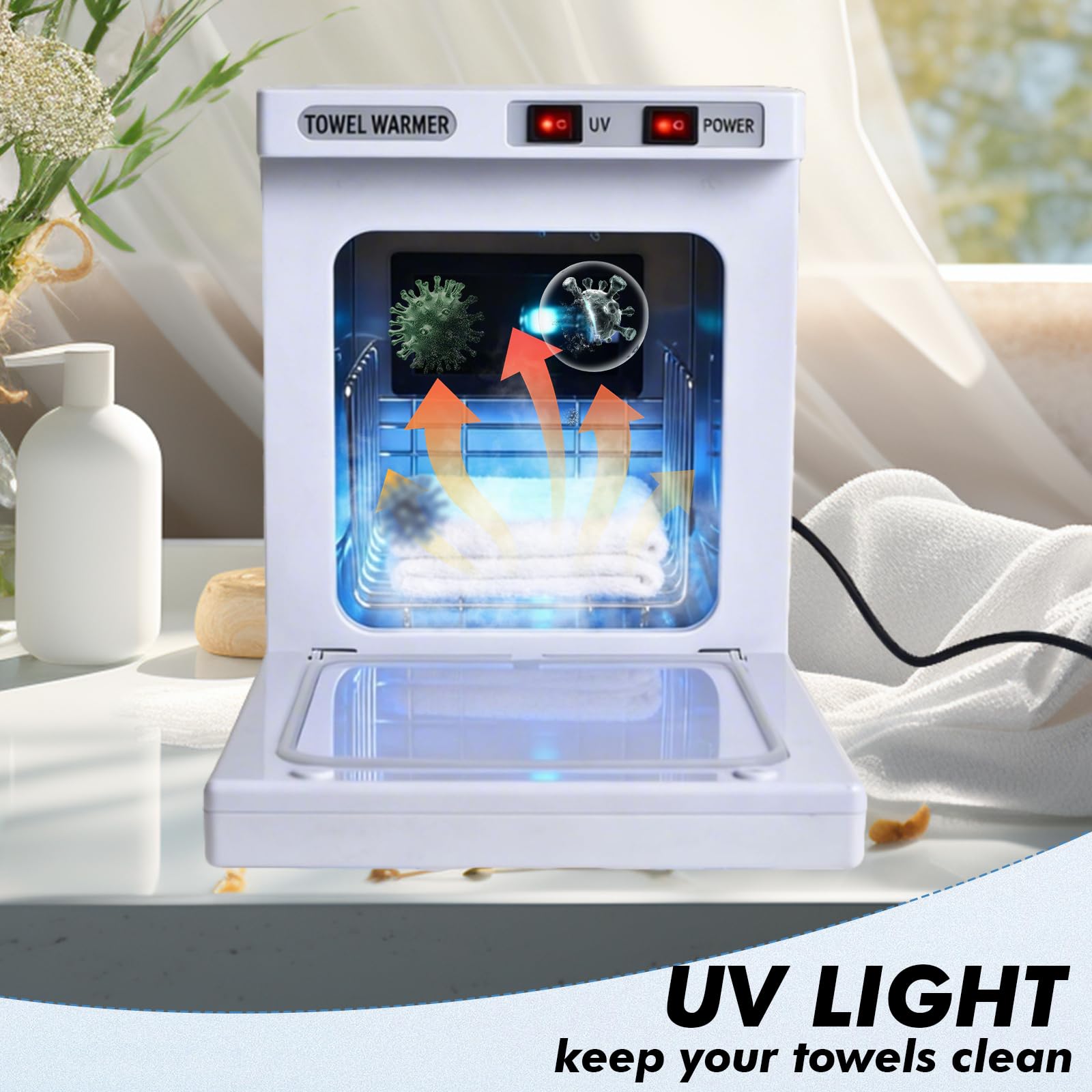 Handtuchwärmer 5L,Elektrischer Handtuchheizschrank mit UV-Licht,Kompressenwärmer Schnelles Aufheizen auf 75°C,Handtuchdampfer für 10-15 Handtücher,Ideal für Spa,Salon & Zuhause