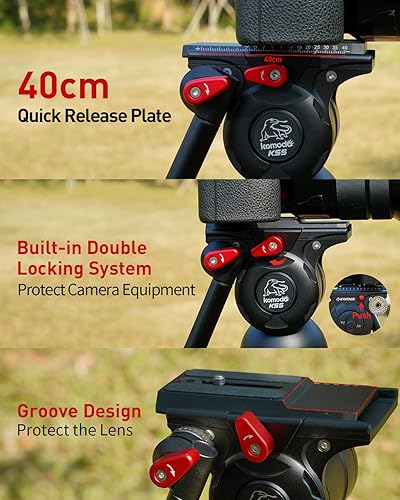 Miniatura 10 de IFOOTAGE Cabezal de trípode profesional de alta resistencia K7, equilibrio dinámico de cinco pasos, cabezal fluido de metal completo, compatible con