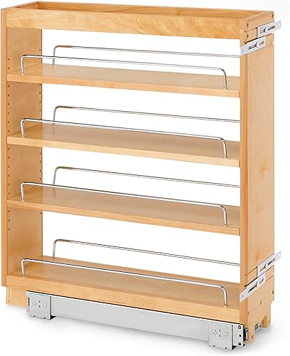Vista 23 de Rev-A-Shelf Organizador de almacenamiento de armario de cocina extraíble de 8 pulgadas con estantes ajustables para apertura de gabinete de 8.5