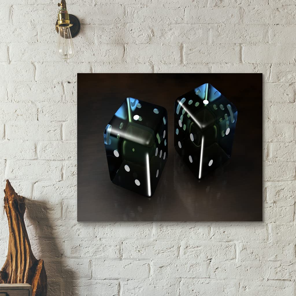 VERRE ART Printed Framed Canvas Painting for Home Decor Office Studio Wall Living Room Decoration (22x14inch Wrapped) - black dice animados