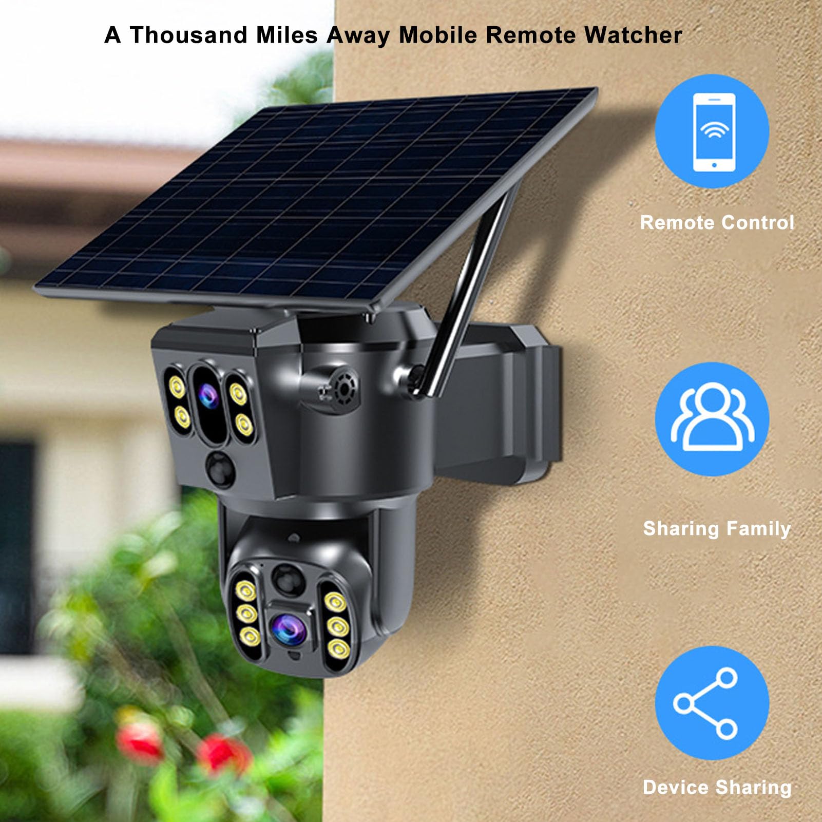 Cuifati 4K 8MP Solar Security Camera, 4G Podwójny Obiektyw Domowy Aparat, Kamera Zasilana Słonerem z pełną kolorą noktowizją, dwukierunkową Interkomem Głosowym, śledzenie Humanoidalne