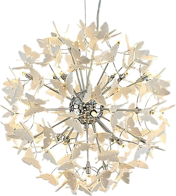 HWSY Lantaarns Kroonluchters Kristallen Kroonluchter Vlinder Moderne Hanger Kroonluchter Verlichting Plafondlamp Armatuur Lamp voor Eetkamer Badkamer Slaapkamer Woonkamer 19.6 in, Wit Licht Interesting
