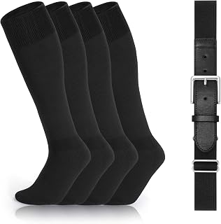 Youth Baseball Socks and Belt Combo, Set 2 Football Baseball Socks with Elastic Softball Belt for Boys