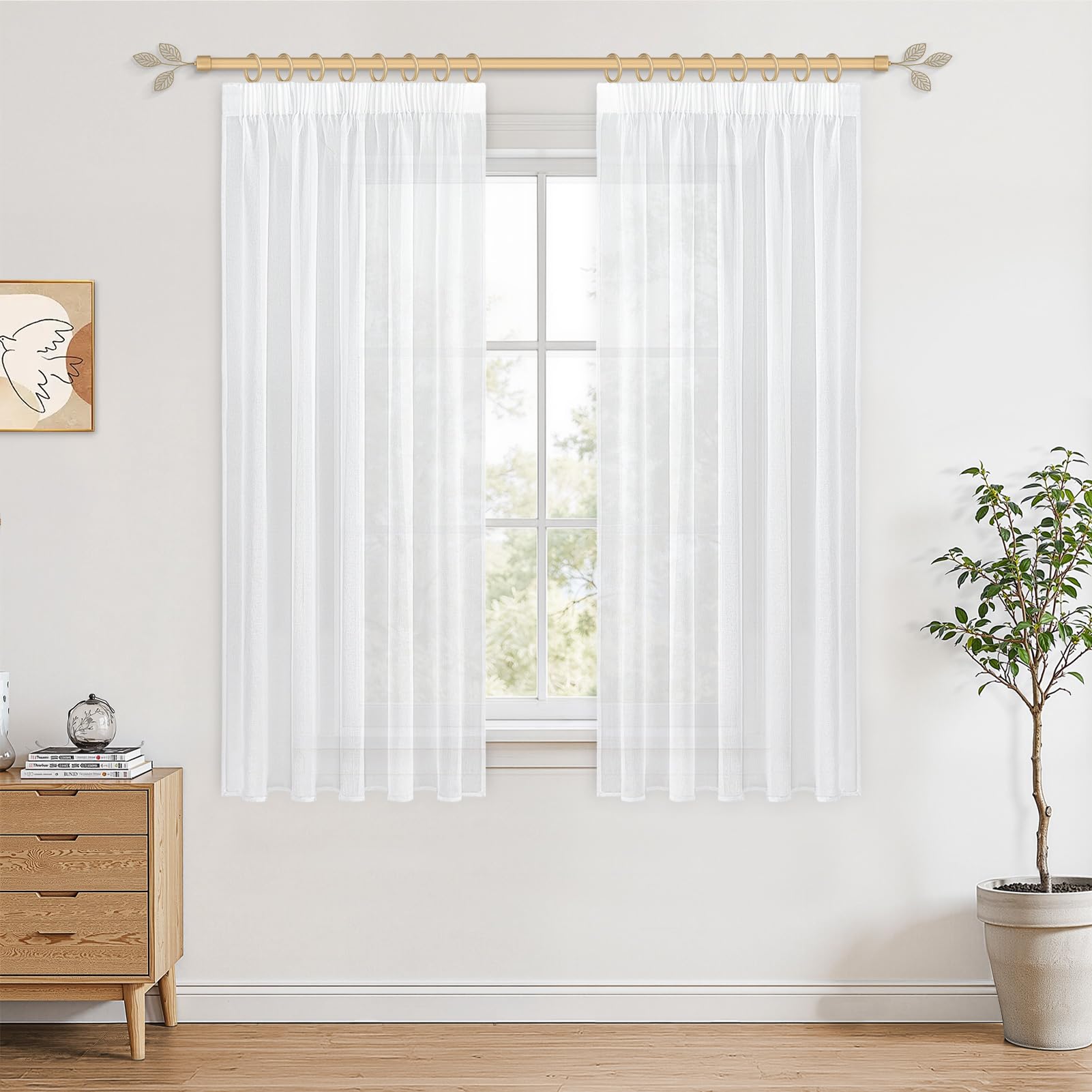 CUTEWIND Vorhang Weiß Transparent mit Kräuselband 175X140cm (HXB) Gardinen Weiss Halbtransparent Vorhänge Wohnzimmer Modern 2er Set für Schlafzimmer, Stores, Küche und Kinderzimmer Junge