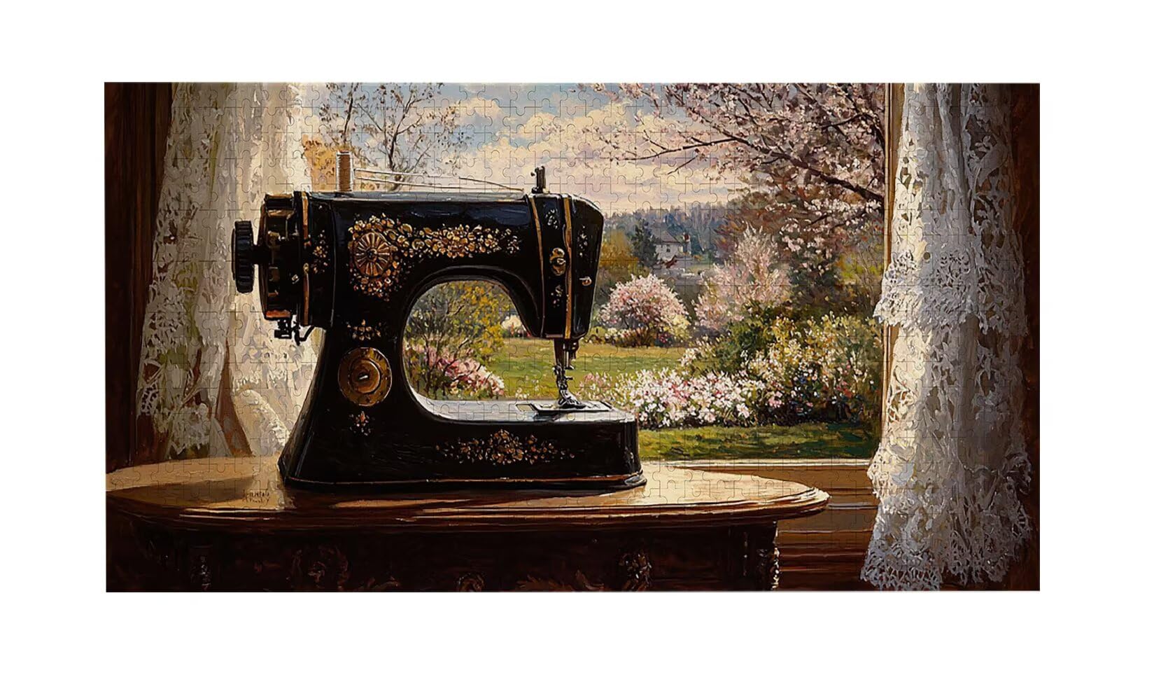 Puzzle dla dorosłych 1100 elementów, maszyna do szycia puzzle krajobrazowe, dla dorosłych klasyczne puzzle i od 14 lat junior, domowa rozrywka rodzinna puzzle 87x42cm l-251