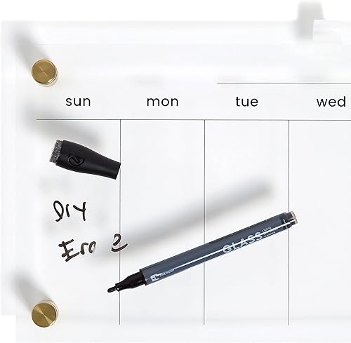 Miniatura 3 de U Brands Calendario semanal acrílico de borrado en seco, transparente con herrajes de acabado dorado, 7.5 x 16 pulgadas