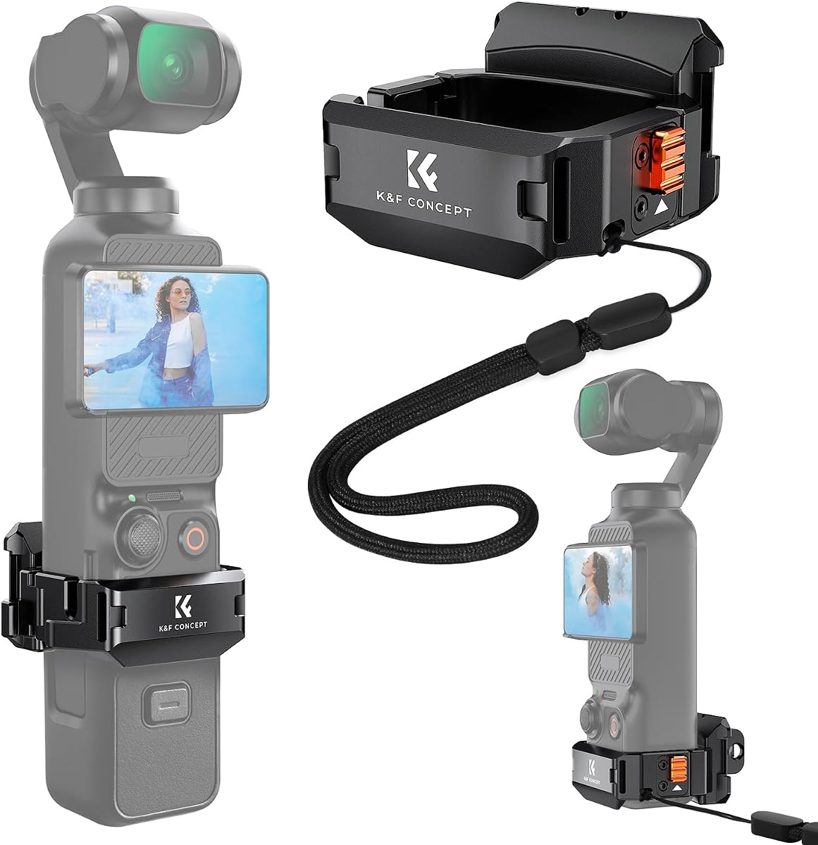 Accesorios del marco del adaptador de expansión | Compatible con DJI Osmo Pocket 3, aleación de aluminio, soporte de metal con tornillo de 1/4"/adaptador Gopro/zapata fría, PP12