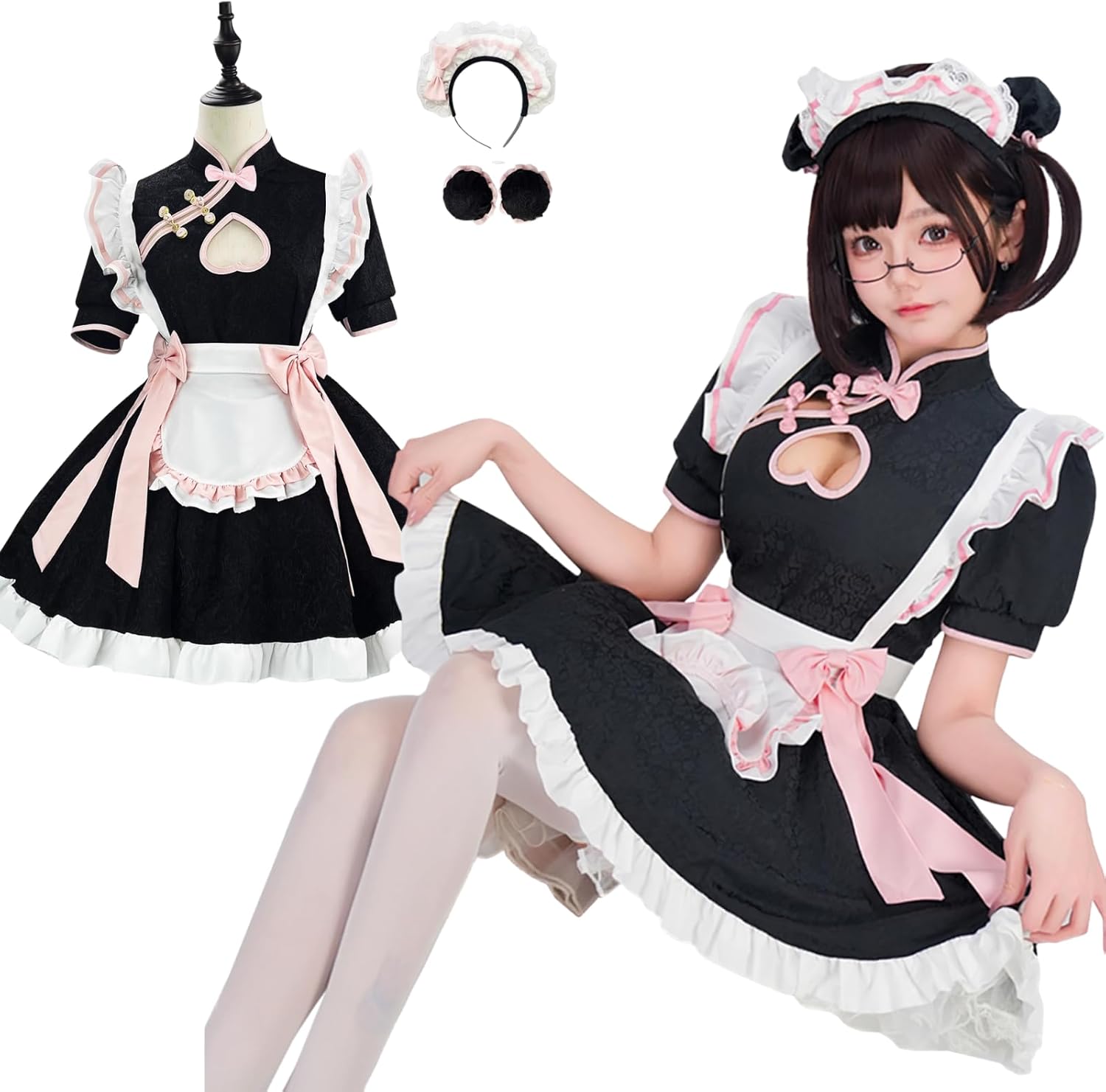 [milky time] ハロウィン コスプレ 仮装 ワンピース ミニ丈 チャイナドレス メイド