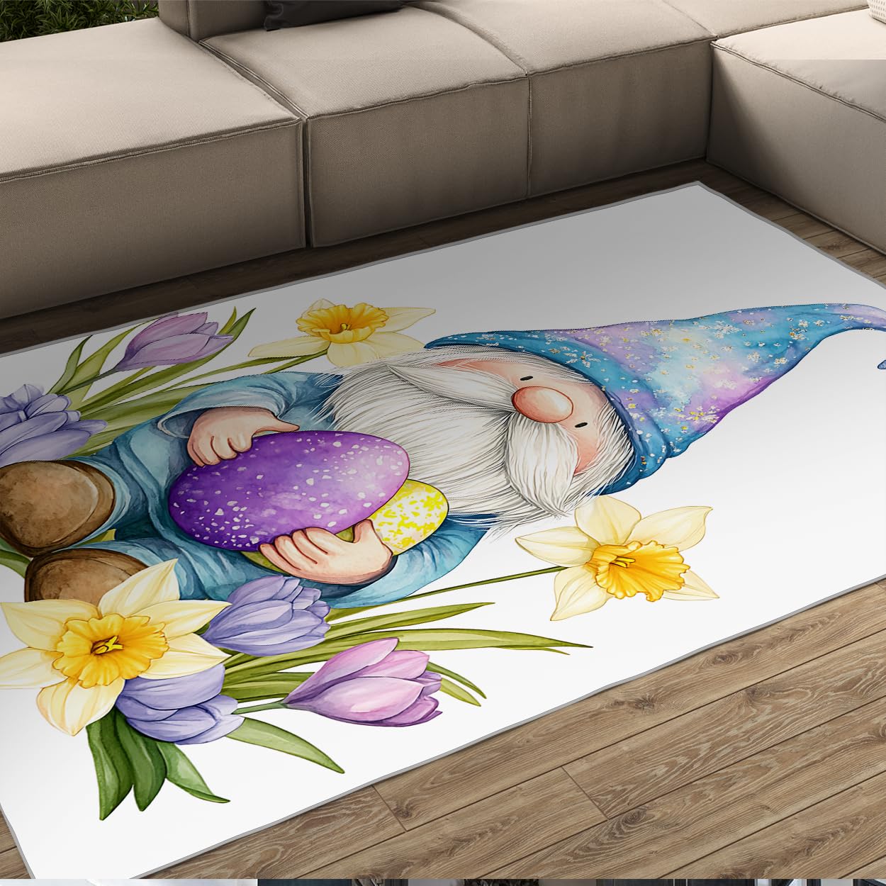 Tapis de Pâques imprimé œufs colorés grand format 180 x 240 cm antidérapant