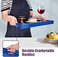 Vista 94 de Gifturbo Bandeja negra para servir, bandejas decorativas de mármol con asas, bandeja de mesa auxiliar, bandejas de plástico rectangulares otomanas