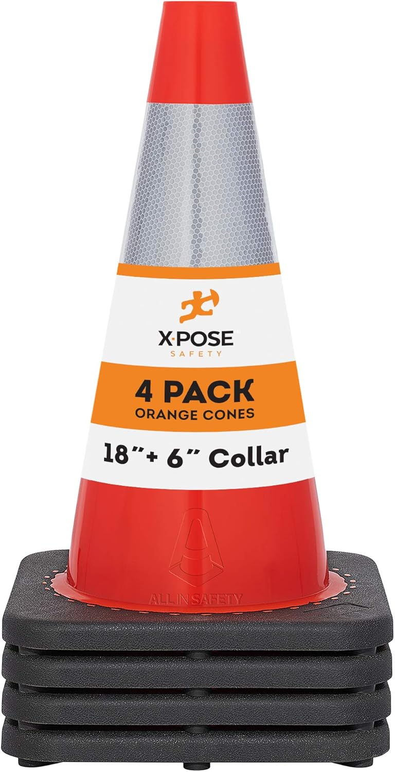 80% оƒƒ Dіѕсоunt Xpose Safety 18 Inch Orange Traffic Cones with 6" Collar, Multipurpose PVC Plastic Safety Cone for Parking, Soccer, Caution, Kids and Construction