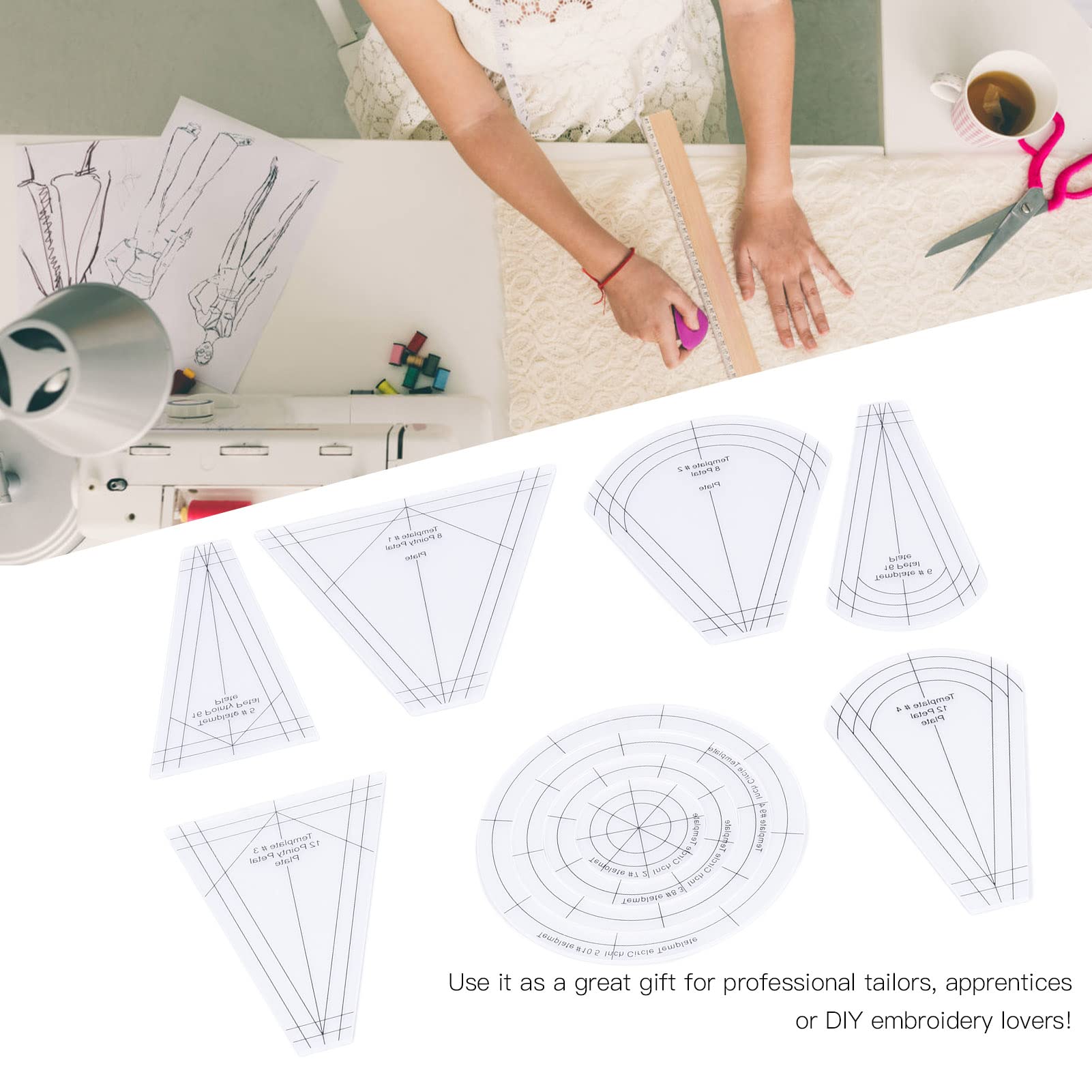 Pattern Sewing Ruler Set, 10PCS French Curve Pattern Ruler Kit Clear Metric Sewing Ruler Set for Designers and Tailors, Pattern Sewing Rulers Set for Drawing, Craft, Sewing Project