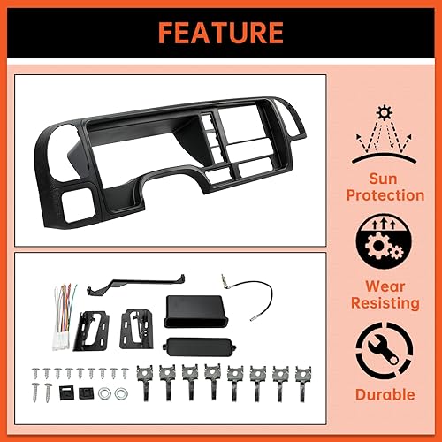 Miniatura 3 de ECOTRIC Panel de tablero de doble DIN compatible con GMC Truck SUV Radio estéreo 1995-2002 Kit de panel de bisel