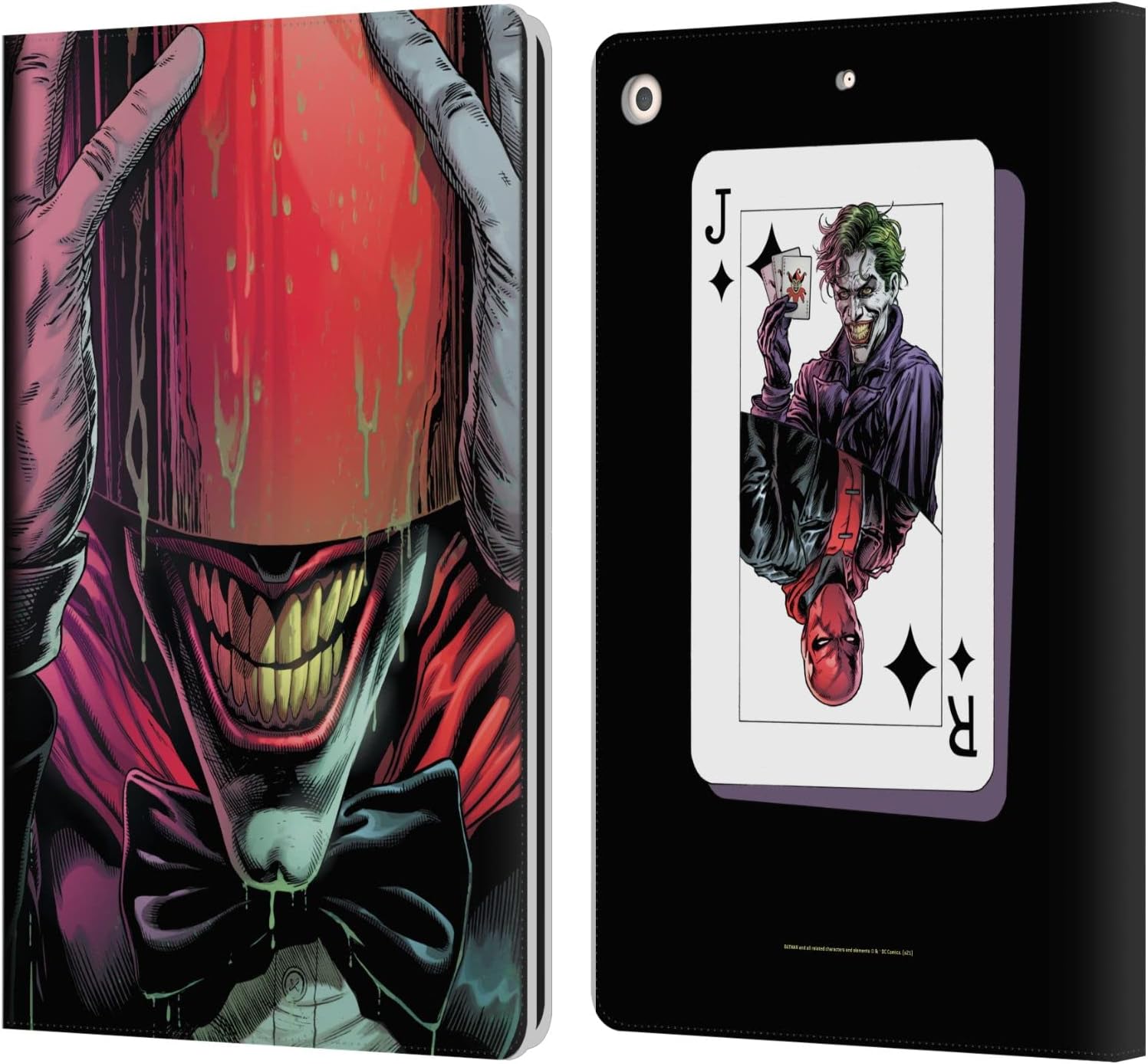 Head Case Designs Officially Licensed Batman DC Comics Red Hood Three Jokers Leather Wallet Case Compatible with Apple iPad 10.2 2019/2020/2021