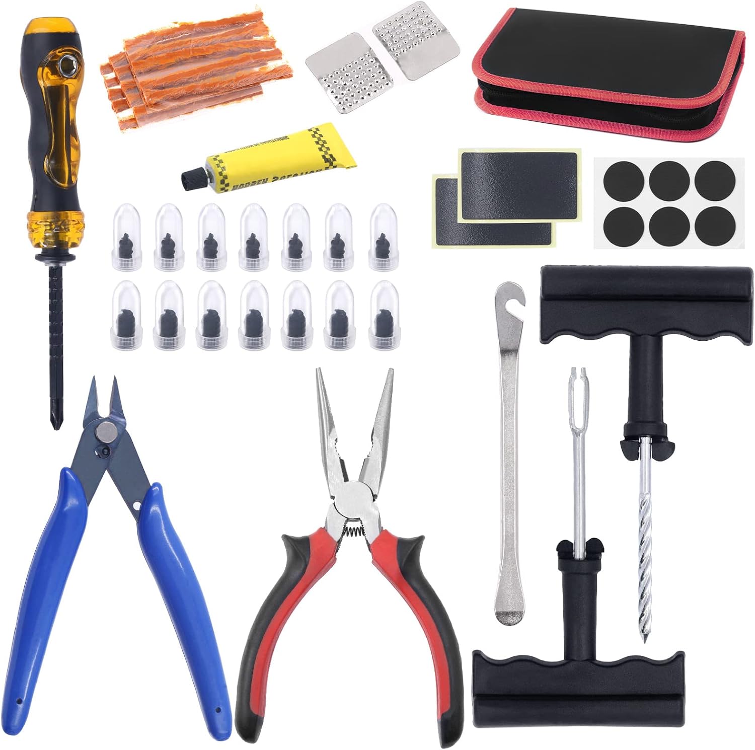 Hilitchi 56Pcs Tire Repair Tool Kit, Heavy Duty Tire Patch