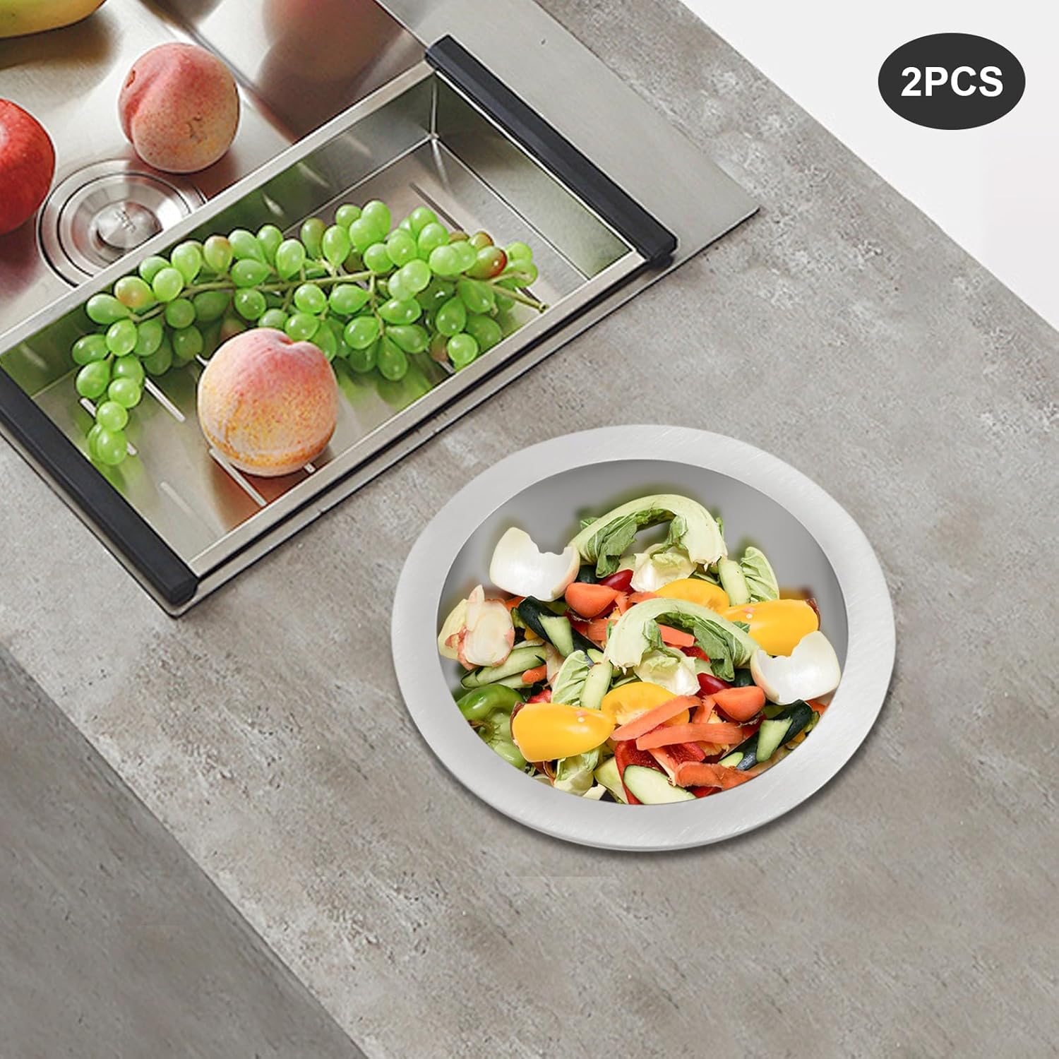 2Pcs Stainless Steel Trash Grommets, Trash Grommets for Countertop, Countertop Trash Grommet for Countertop Inserted Trash Chutes