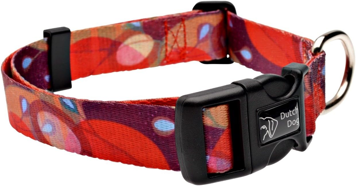 Dutch Dog Amsterdam Fashion Dog Collar, 10 to 15-Inch, Ruby Harvest